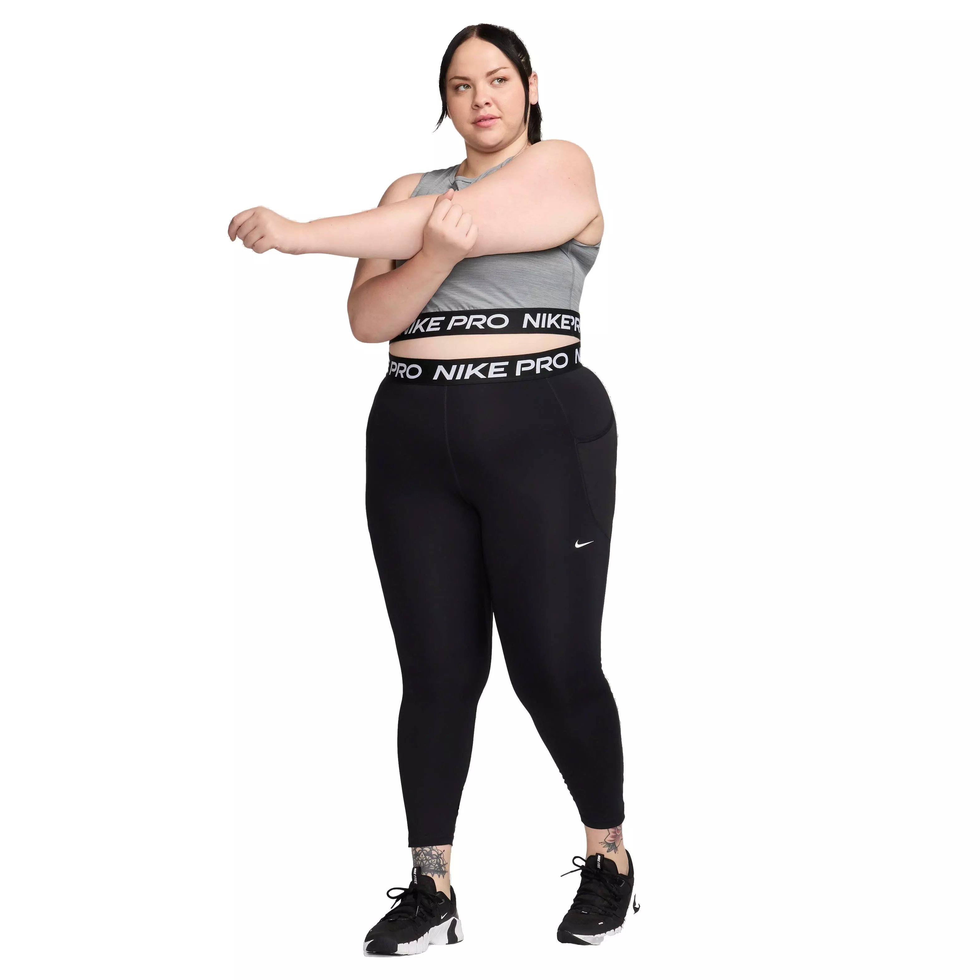 Nike Women's Pro Cropped Dri-FIT Tank Top - Grey - GREY