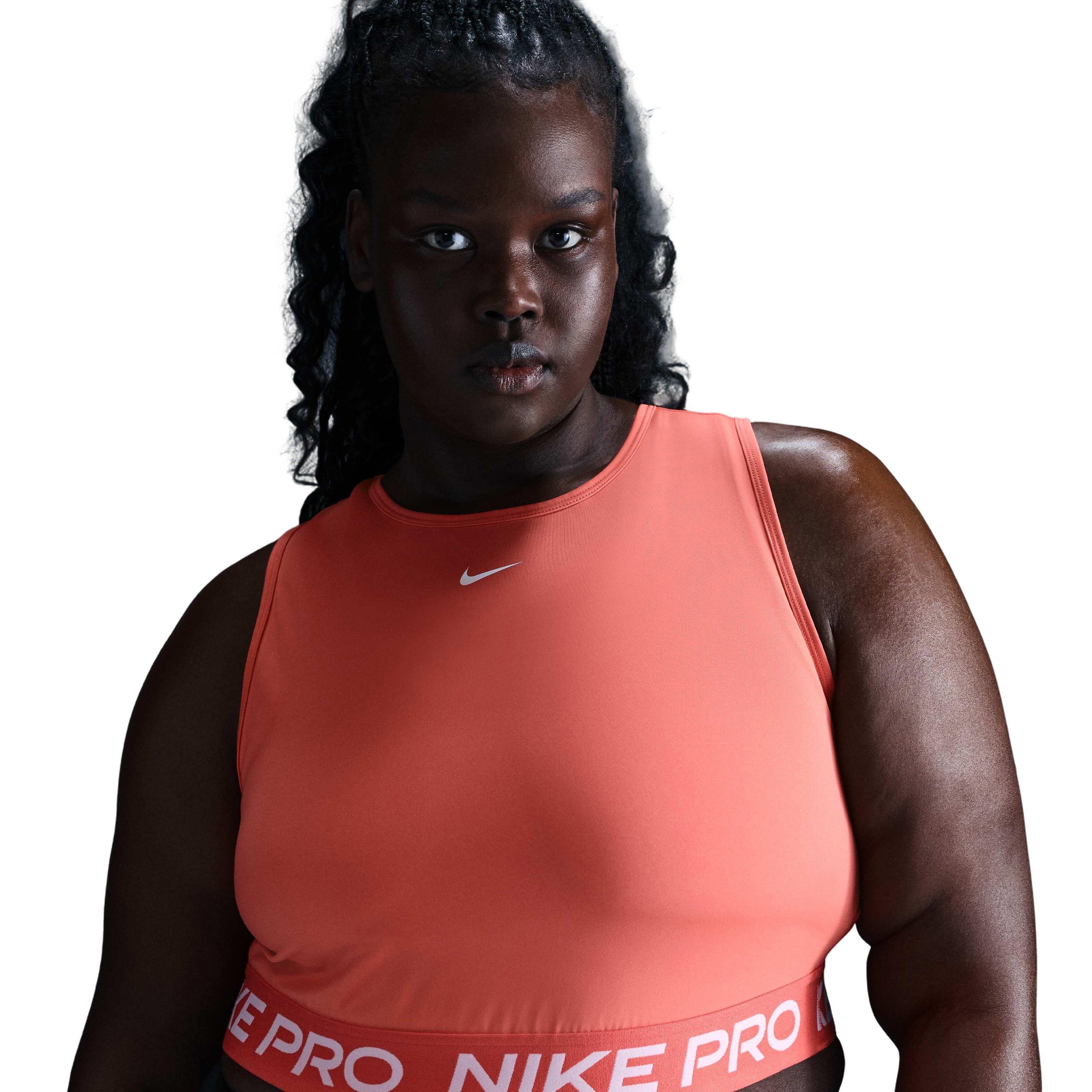 Nike Women's Pro Cropped Dri-FIT Tank Top - Orange - ORANGE Thumbnail View 1