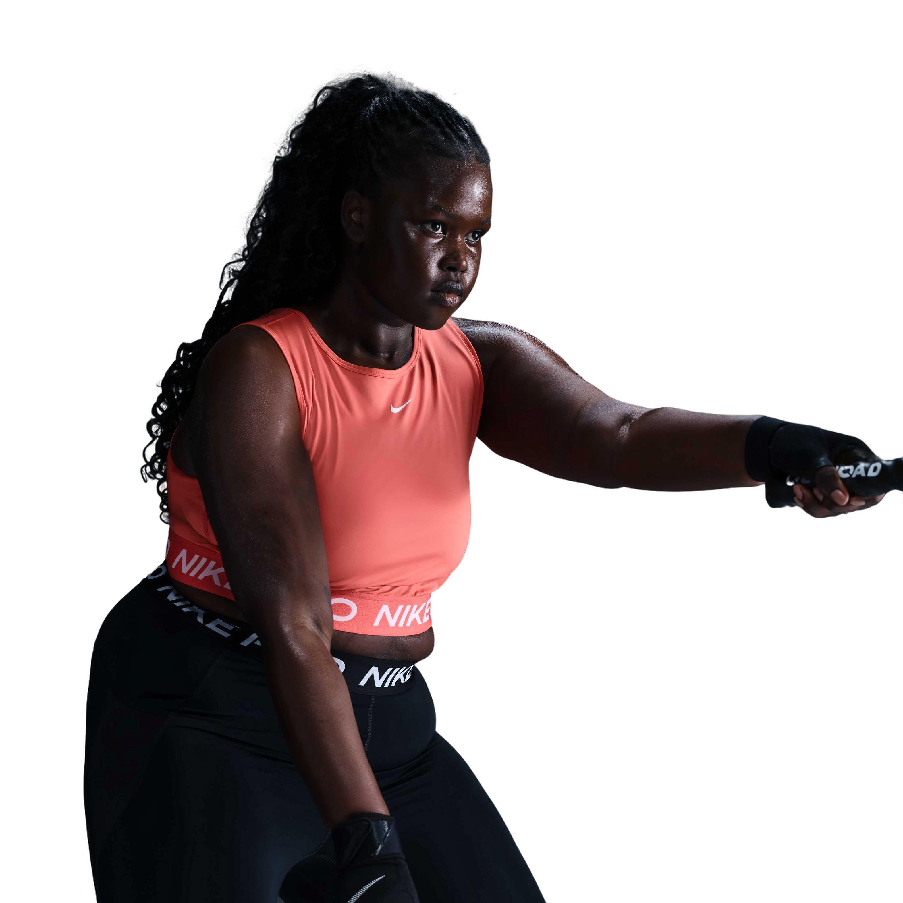 Nike Women's Pro Cropped Dri-FIT Tank Top - Orange - ORANGE Thumbnail View 3