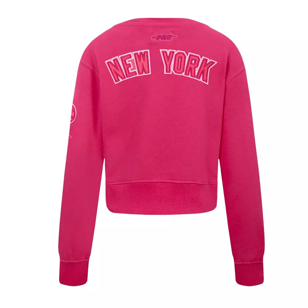 Pro Standard Big Girls' MLB New York Yankees Triple Pink Fleece Crewneck - PINK