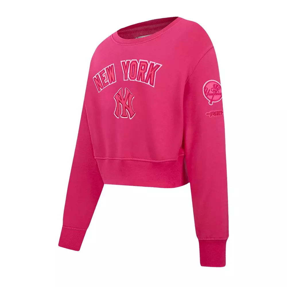 Pro Standard Big Girls' MLB New York Yankees Triple Pink Fleece Crewneck - PINK