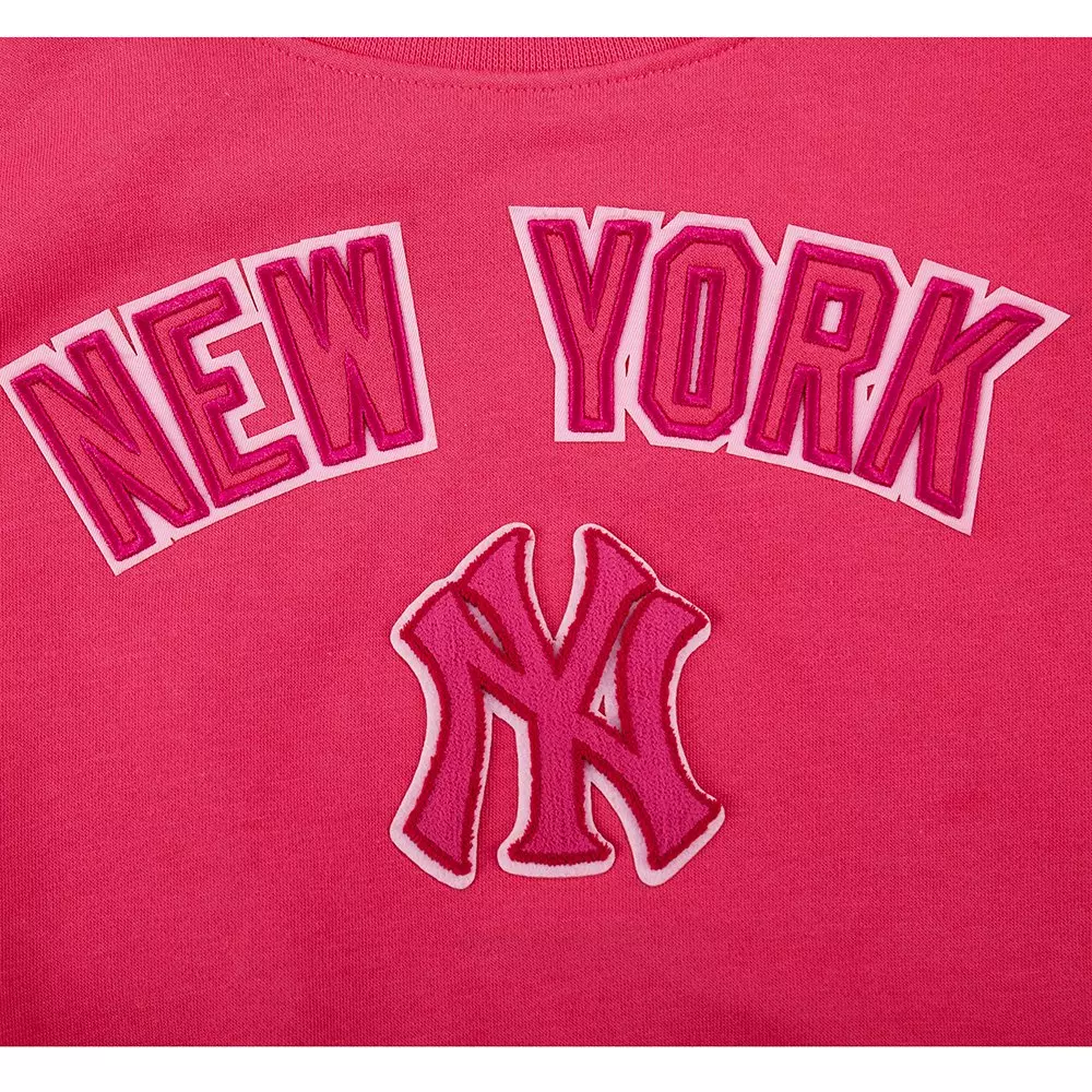 Pro Standard Big Girls' MLB New York Yankees Triple Pink Fleece Crewneck - PINK