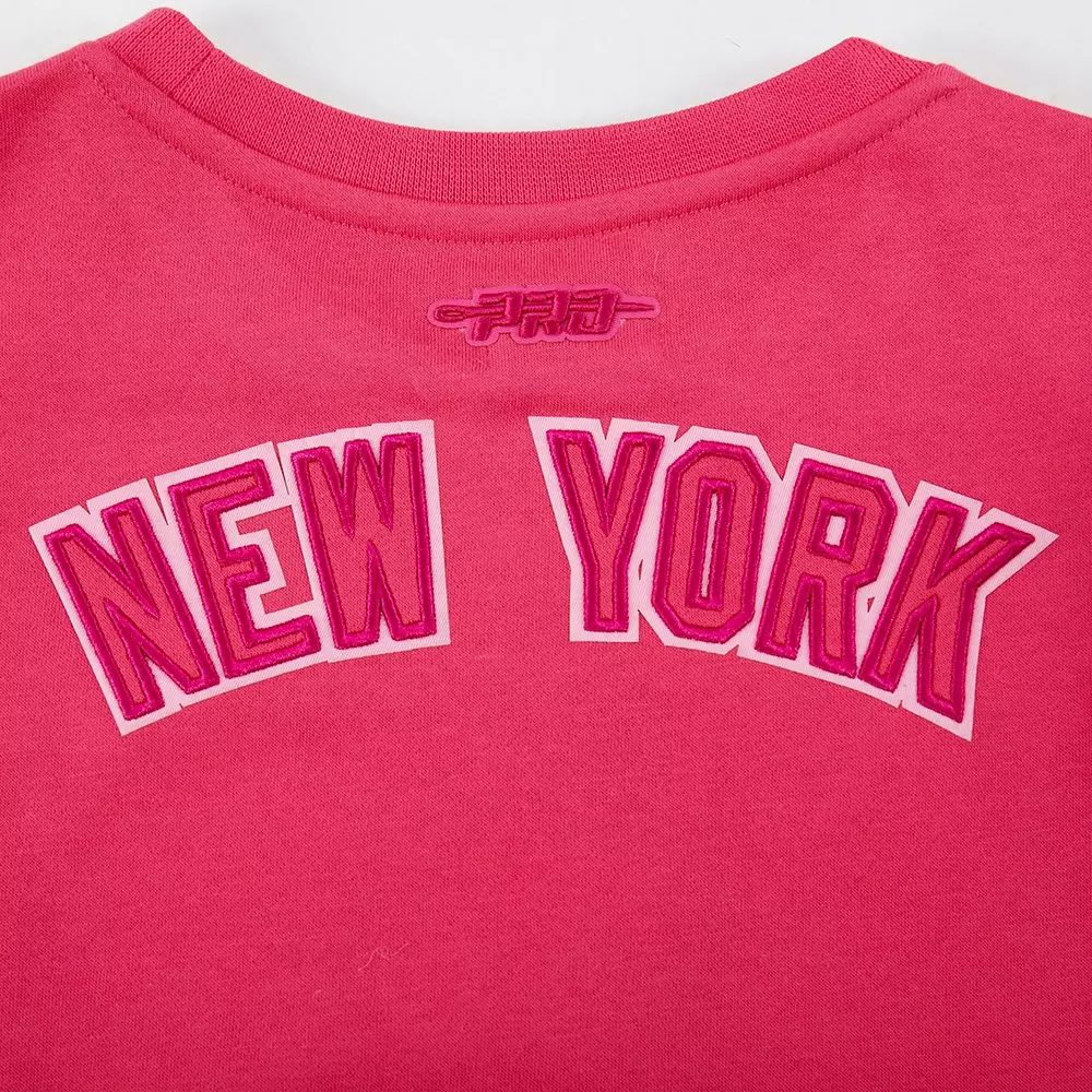 Pro Standard Big Girls' MLB New York Yankees Triple Pink Fleece Crewneck - PINK
