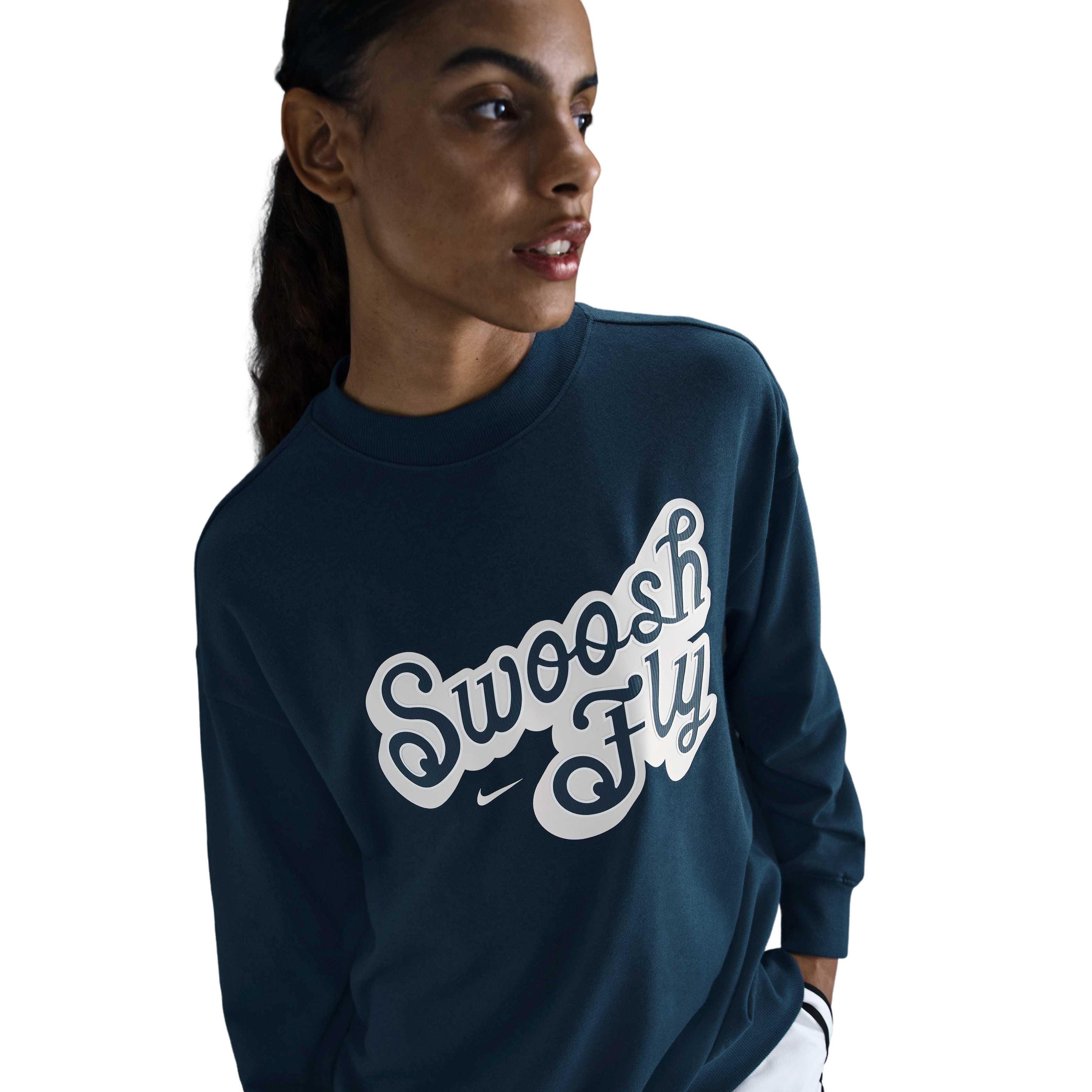 Nike Women's​ Swoosh Fly SSNL Dri-FIT Oversized French Terry Basketball Sweatshirt -Navy - NAVY Thumbnail View 1