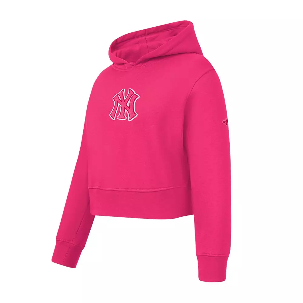 Pro Standard Big Girls' MLB New York Yankees Triple Pink Fleece Po Hoodie - PINK