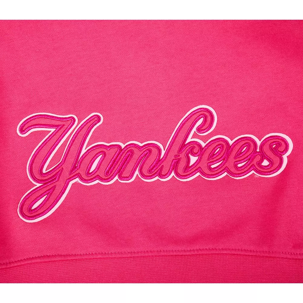 Pro Standard Big Girls' MLB New York Yankees Triple Pink Fleece Po Hoodie - PINK