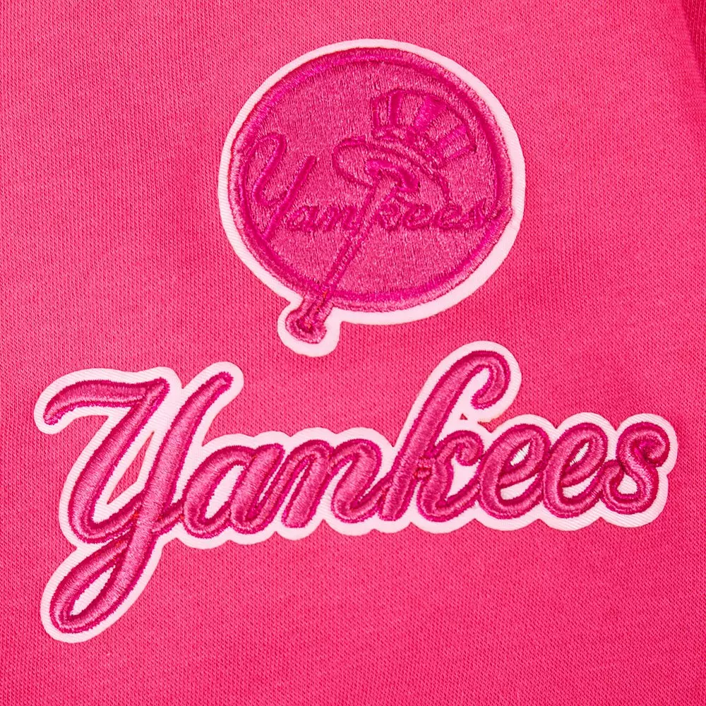 Pro Standard Big Girls' MLB New York Yankees Triple Pink Fleece Po Hoodie - PINK