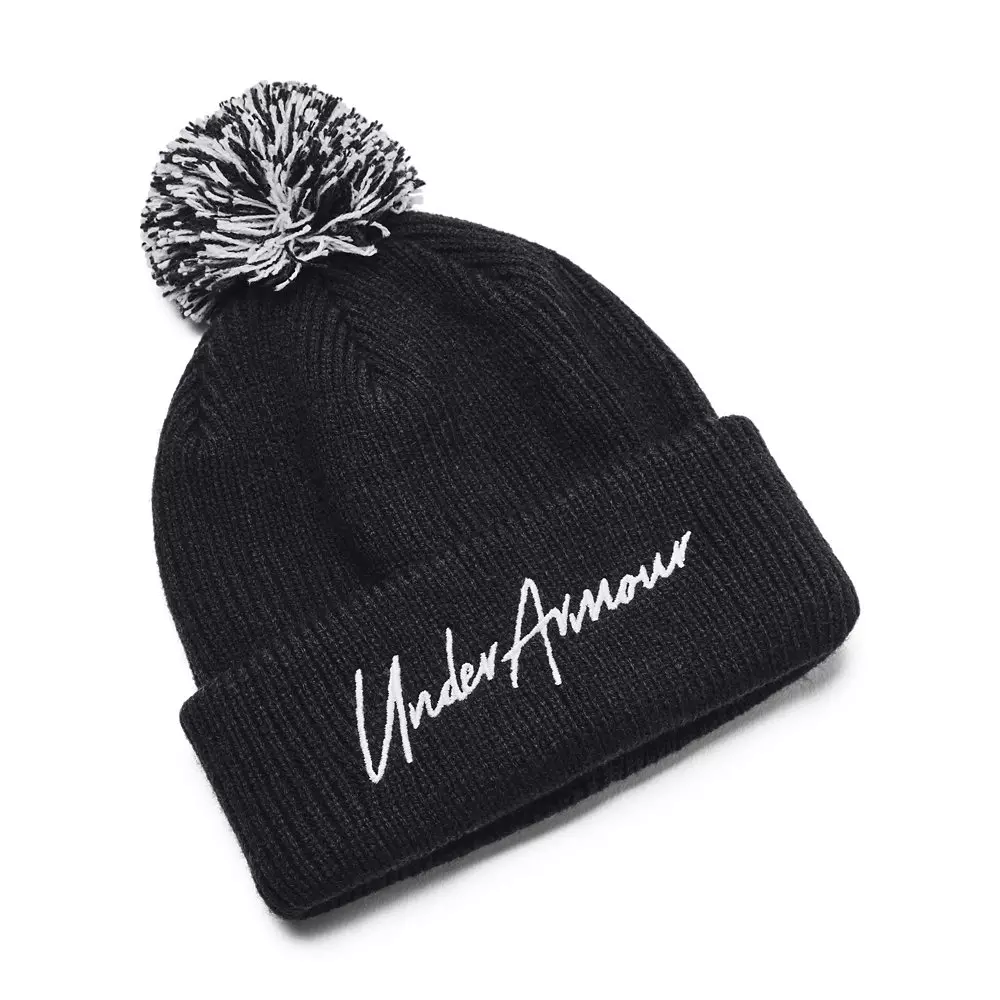 Under Armour Kids' Halftime Pom Beanie-Black - BLACK