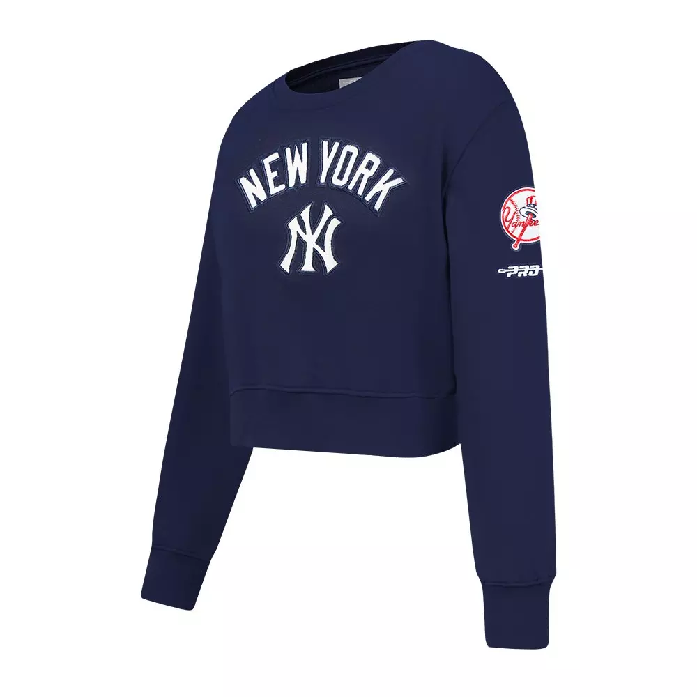 Pro Standard Big Girls' MLB New York Yankees Classic Fleece Crewneck - Navy - NAVY