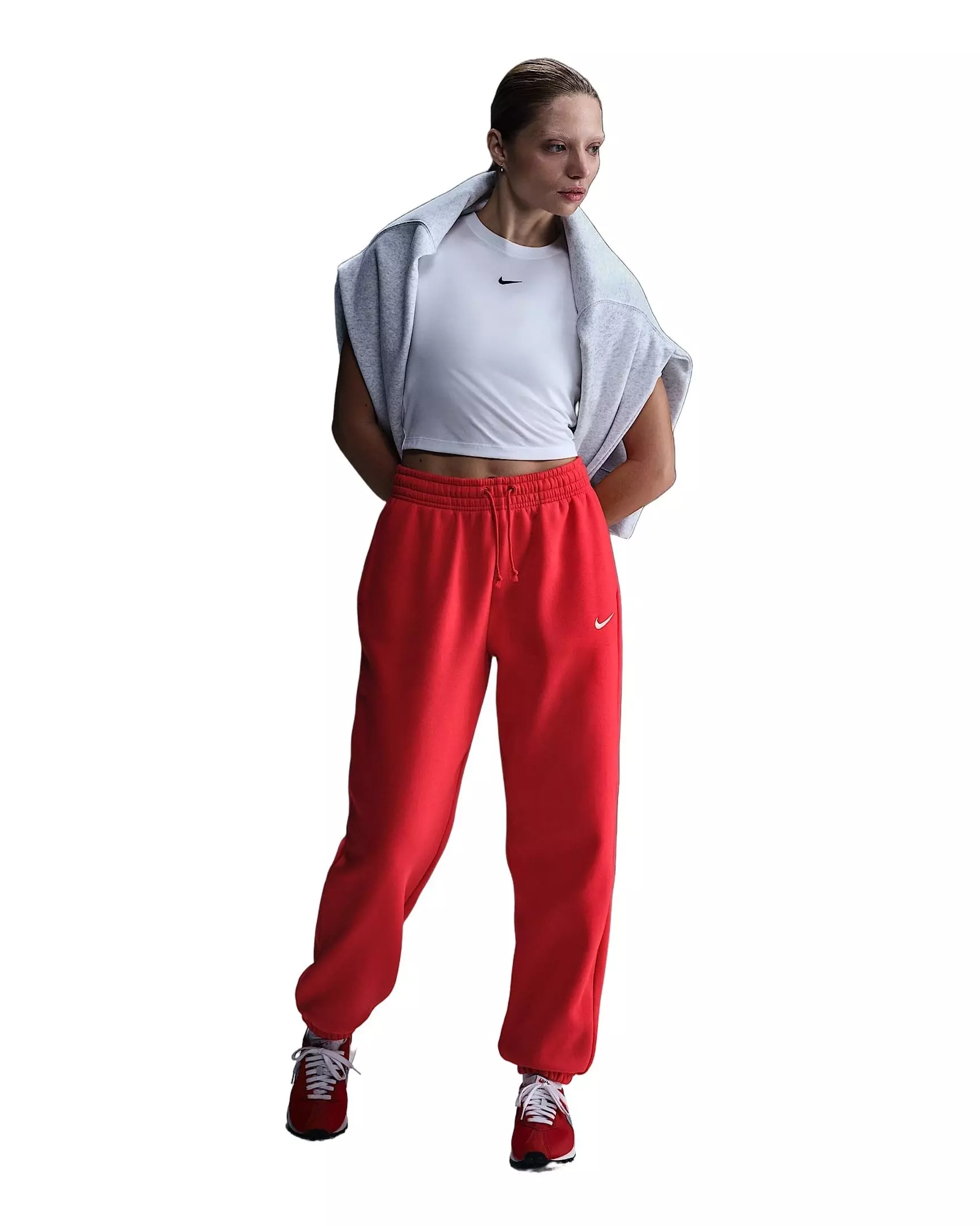 Nike Women's Sportswear Phoenix Fleece High-Waisted Oversized Sweatpants - Red - RED
