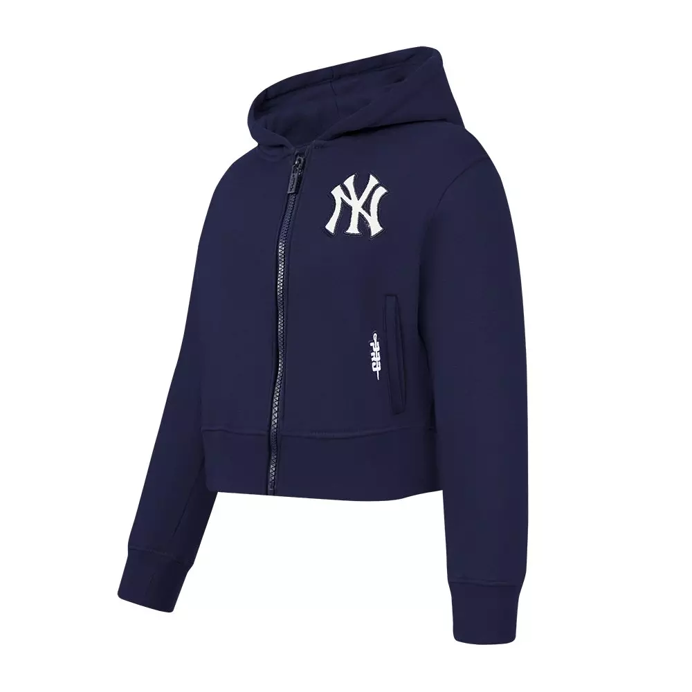 Pro Standard Big Girls' MLB New York Yankees Classic Fleece Full Zip Jacket -Navy - NAVY