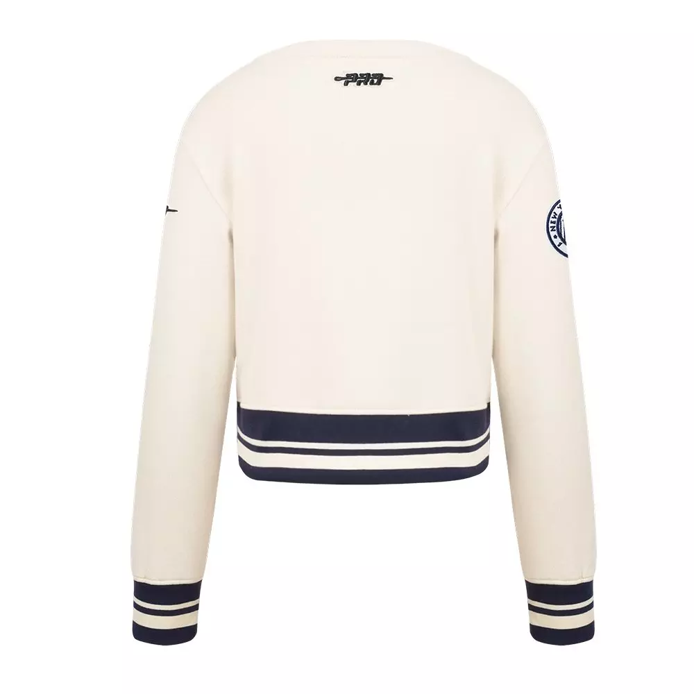 Pro Standard Big Girls' MLB New York Yankees Retro Classic Rib Fleece Crewneck -Cream - CREAM