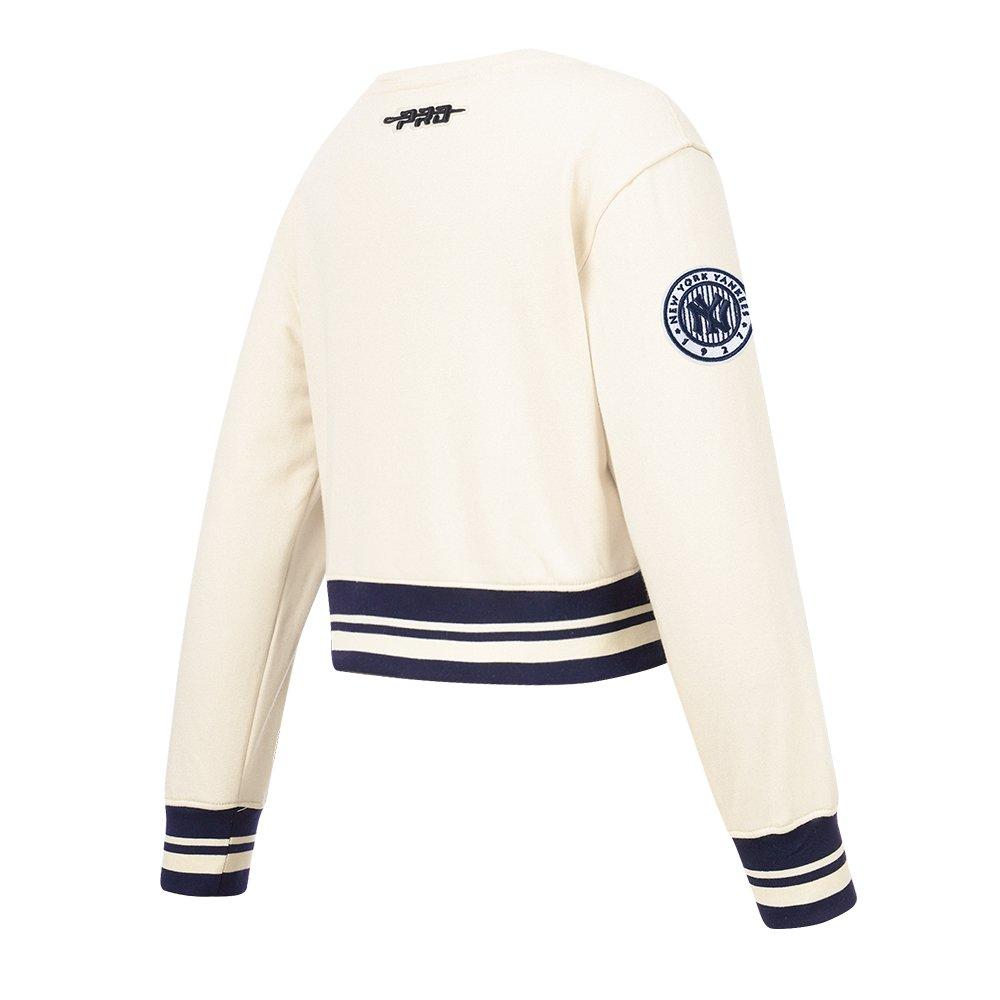 Pro Standard Big Girls' MLB New York Yankees Retro Classic Rib Fleece Crewneck - Cream - CREAM Thumbnail View 4