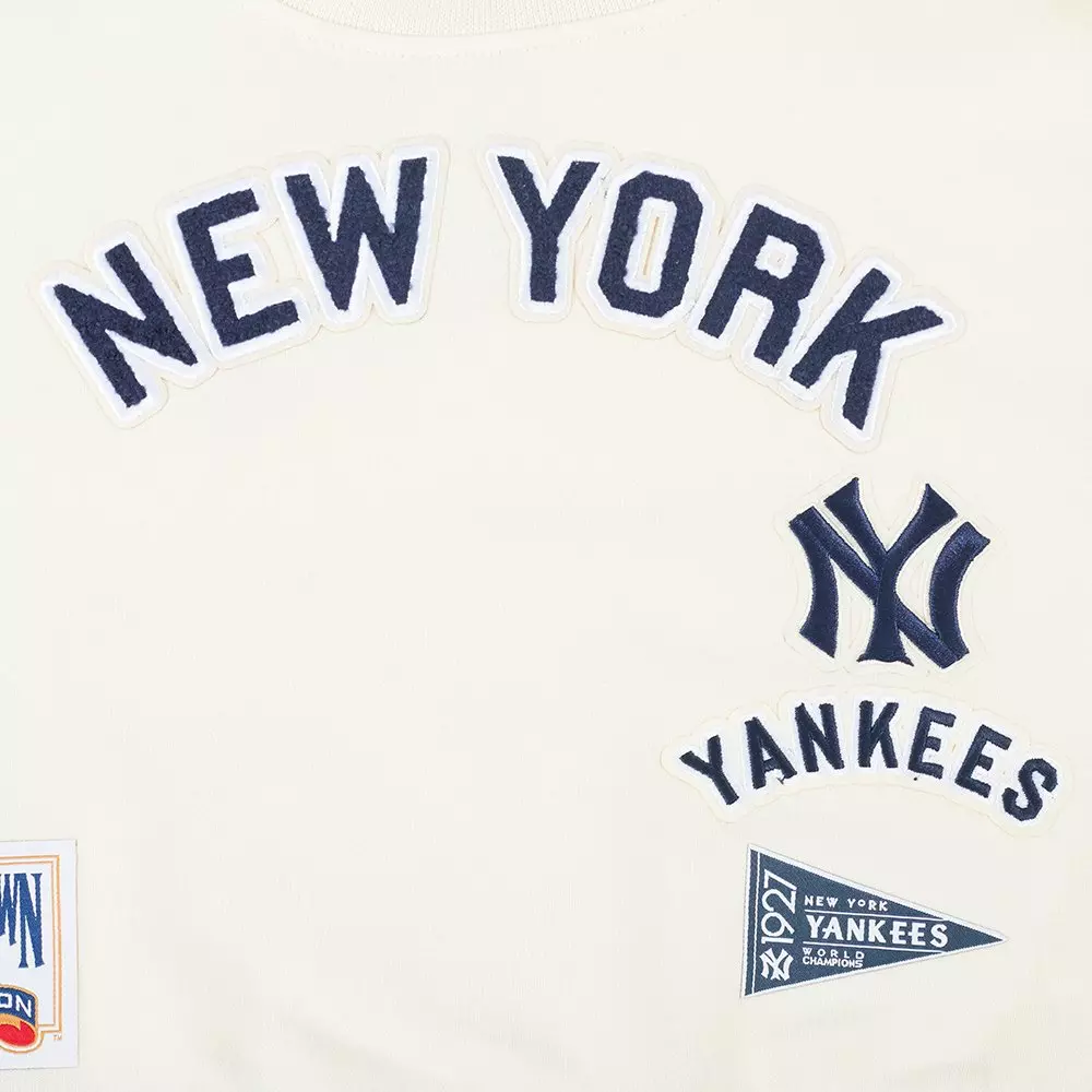 Pro Standard Big Girls' MLB New York Yankees Retro Classic Rib Fleece Crewneck -Cream - CREAM