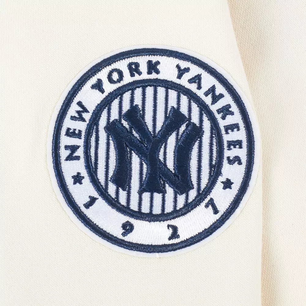 Pro Standard Big Girls' MLB New York Yankees Retro Classic Rib Fleece Crewneck -Cream - CREAM