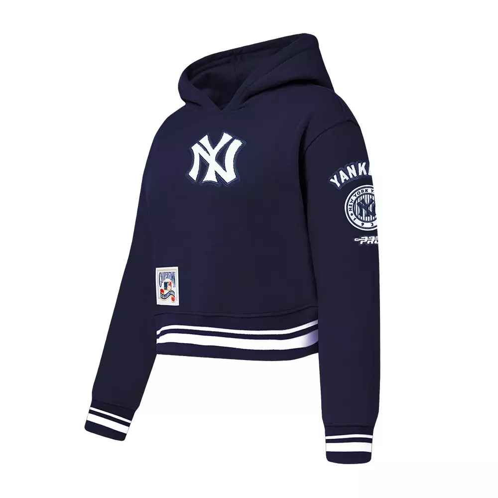 Pro Standard Big Girls' MLB New York Yankees Retro Classic Rib Fleece Pull Over Hoodie - Navy - NAVY
