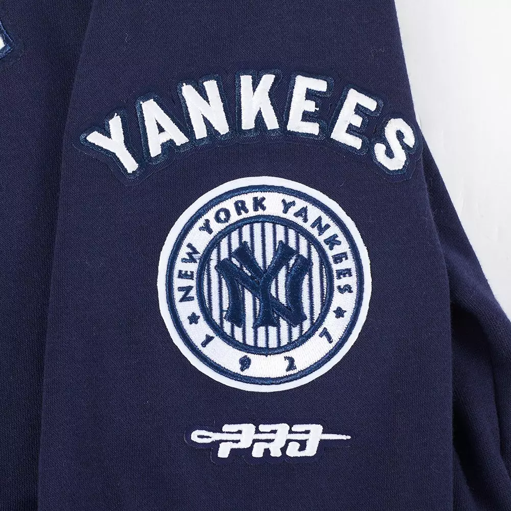 Pro Standard Big Girls' MLB New York Yankees Retro Classic Rib Fleece Pull Over Hoodie - Navy - NAVY