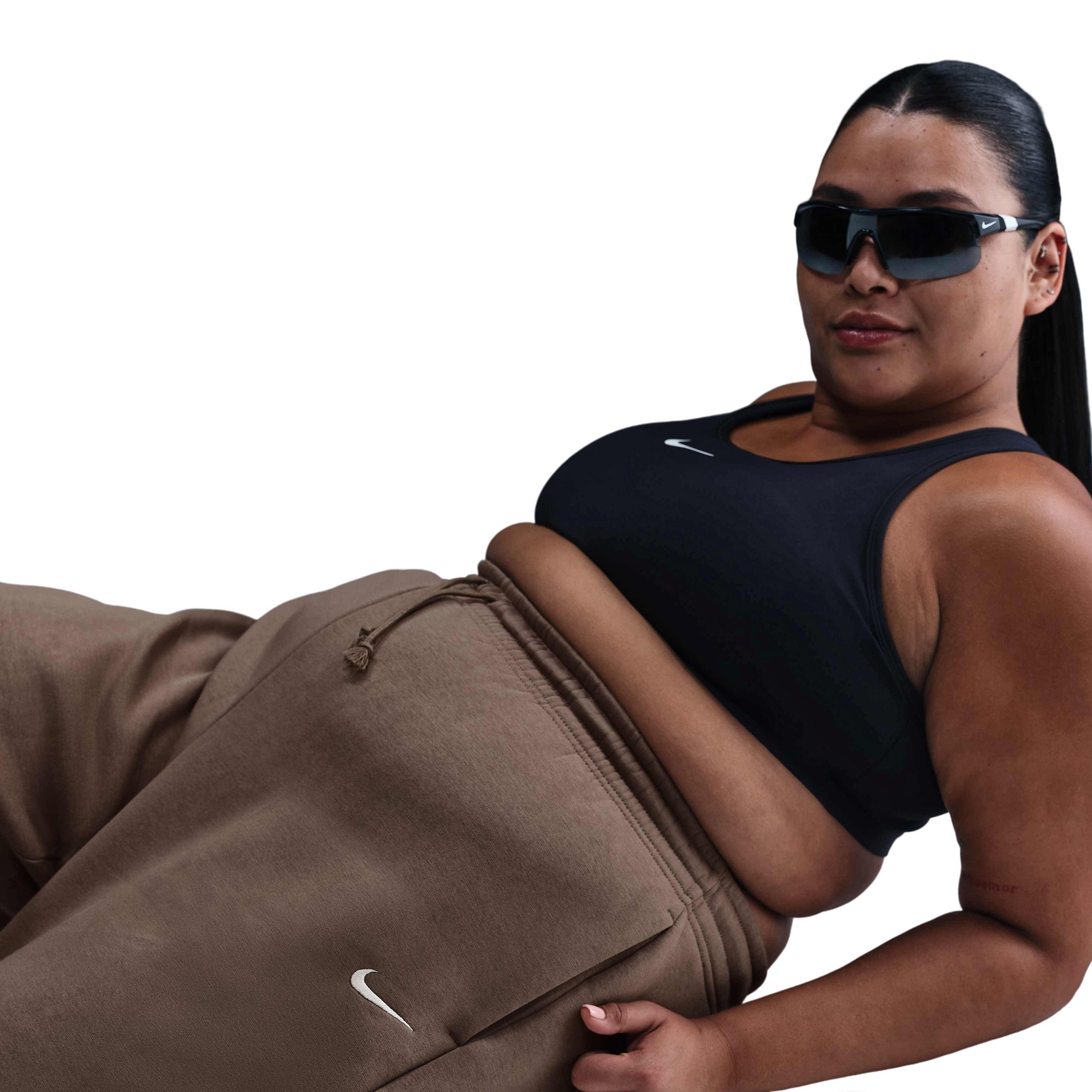 Nike Women's Sportswear Phoenix Fleece Oversized High-Waisted Sweatpants - Brown - BROWN Thumbnail View 5