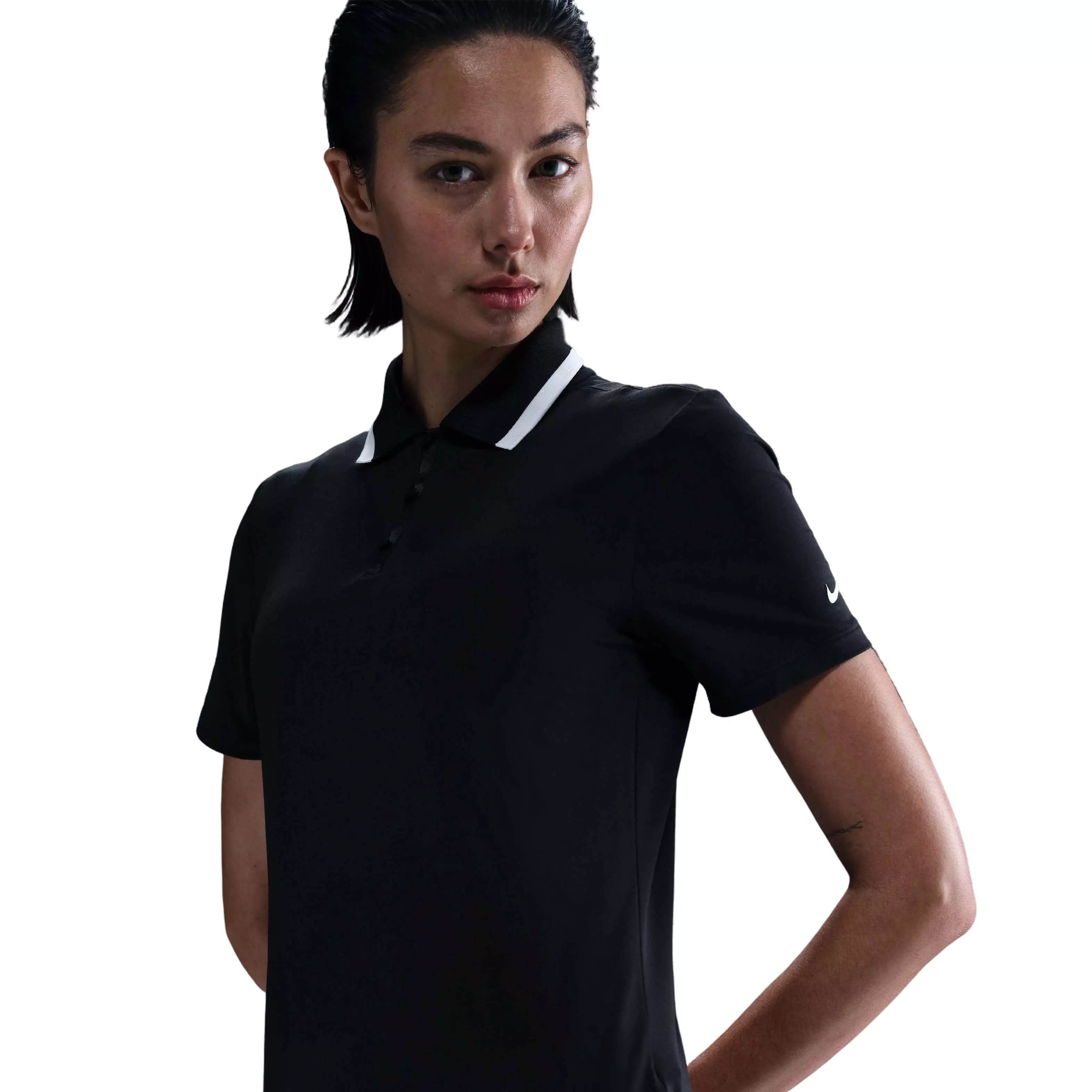 Nike Women's Dri-FIT Tour Short-Sleeve Golf Polo -Black - BLACK
