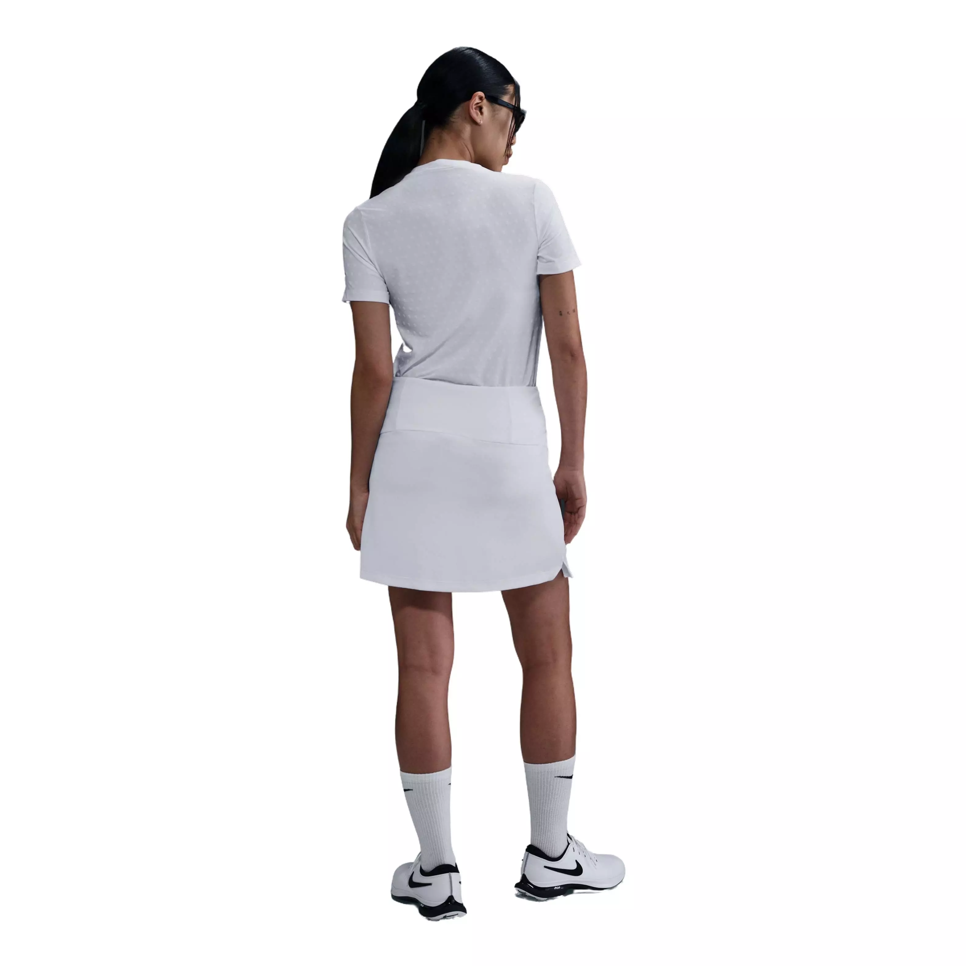 Nike Women's Dri-FIT Tour Short-Sleeve Blade Jacquard AOJ Golf Polo -White - WHITE