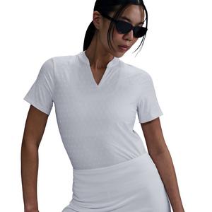 Nike Women's Dri-FIT Tour Short-Sleeve Blade Jacquard AOJ Golf Polo -White
