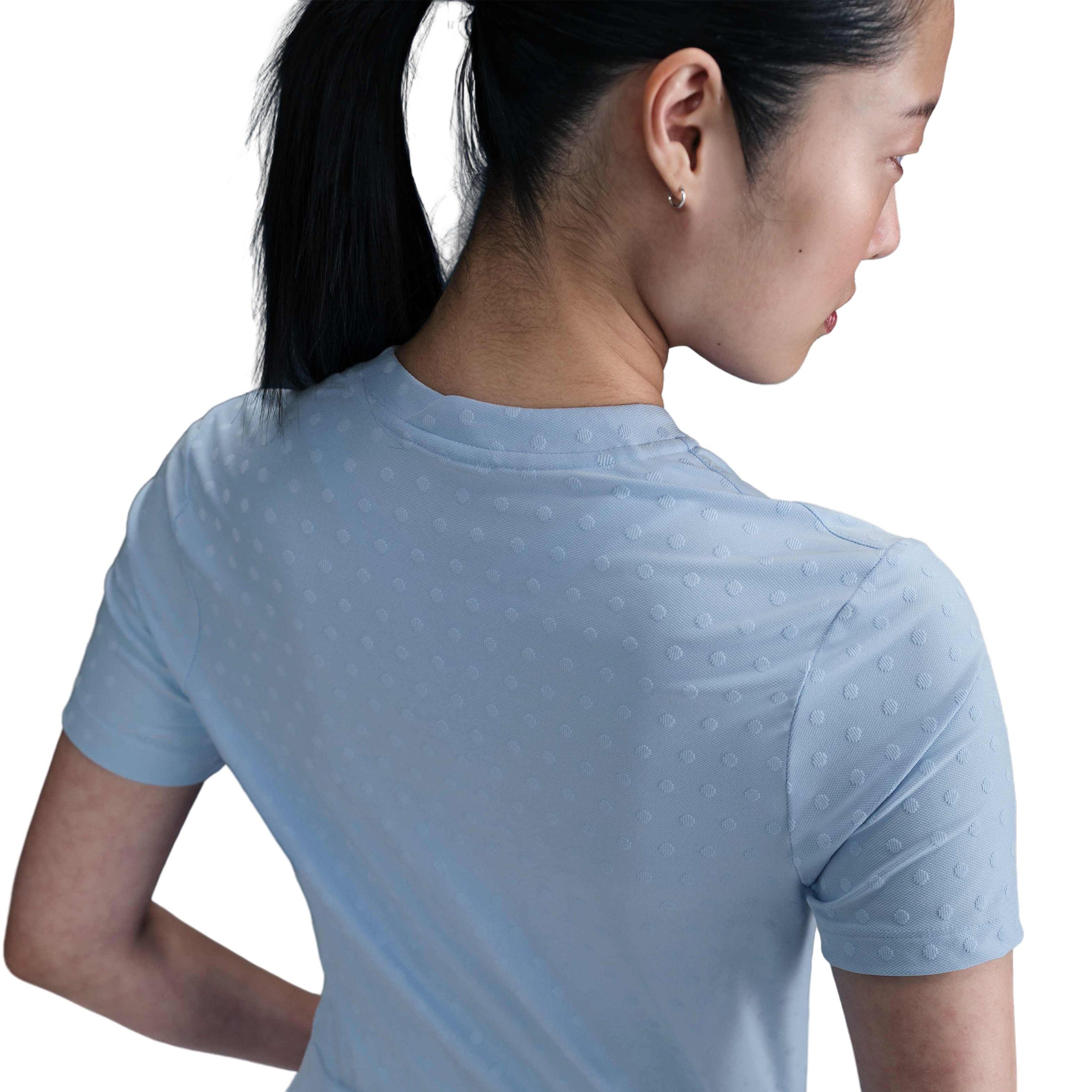 Nike Women's Dri-FIT Tour Short-Sleeve Blade Jacquard AOJ Golf Polo -Blue - BLUE Thumbnail View 2