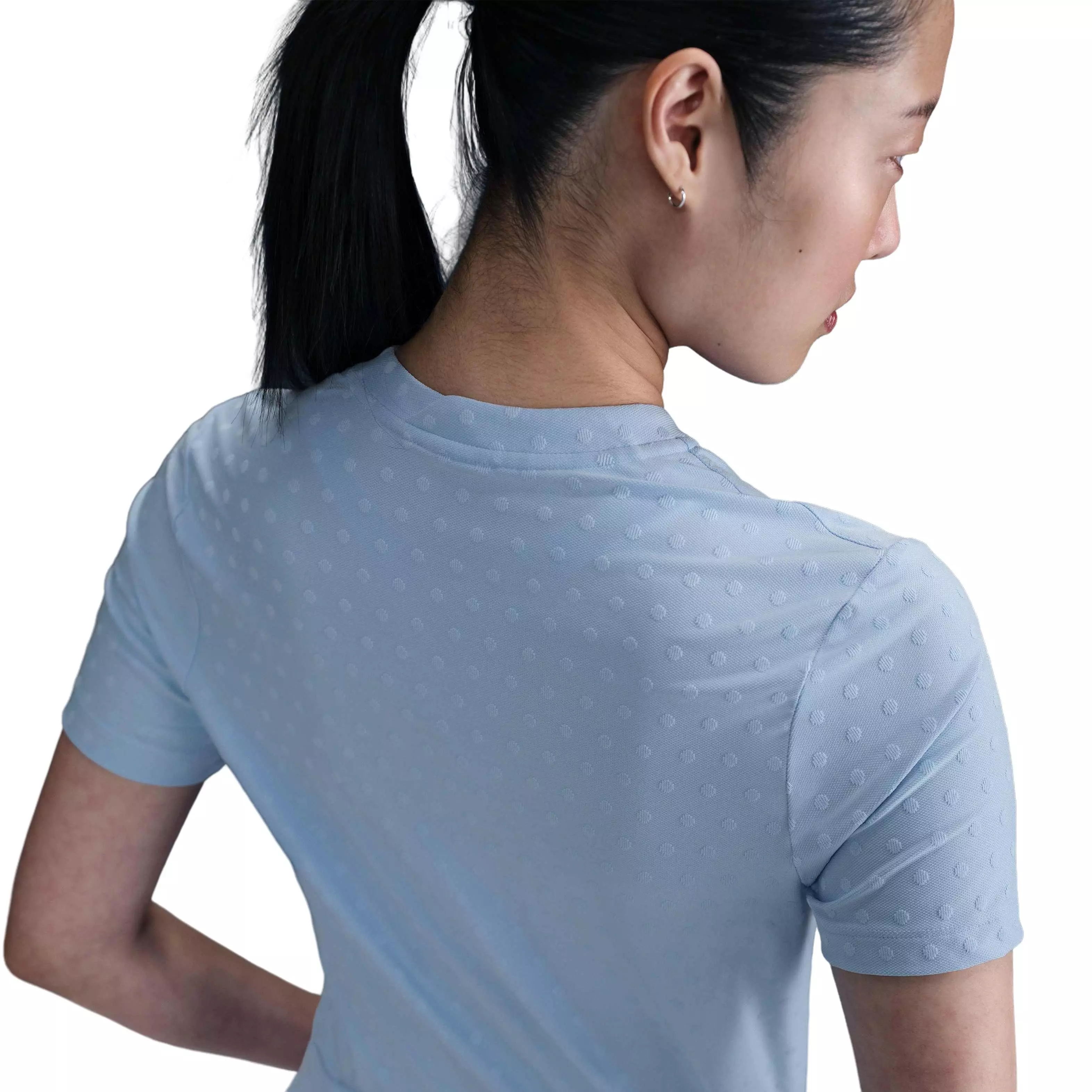 Nike Women's Dri-FIT Tour Short-Sleeve Blade Jacquard AOJ Golf Polo -Blue - BLUE