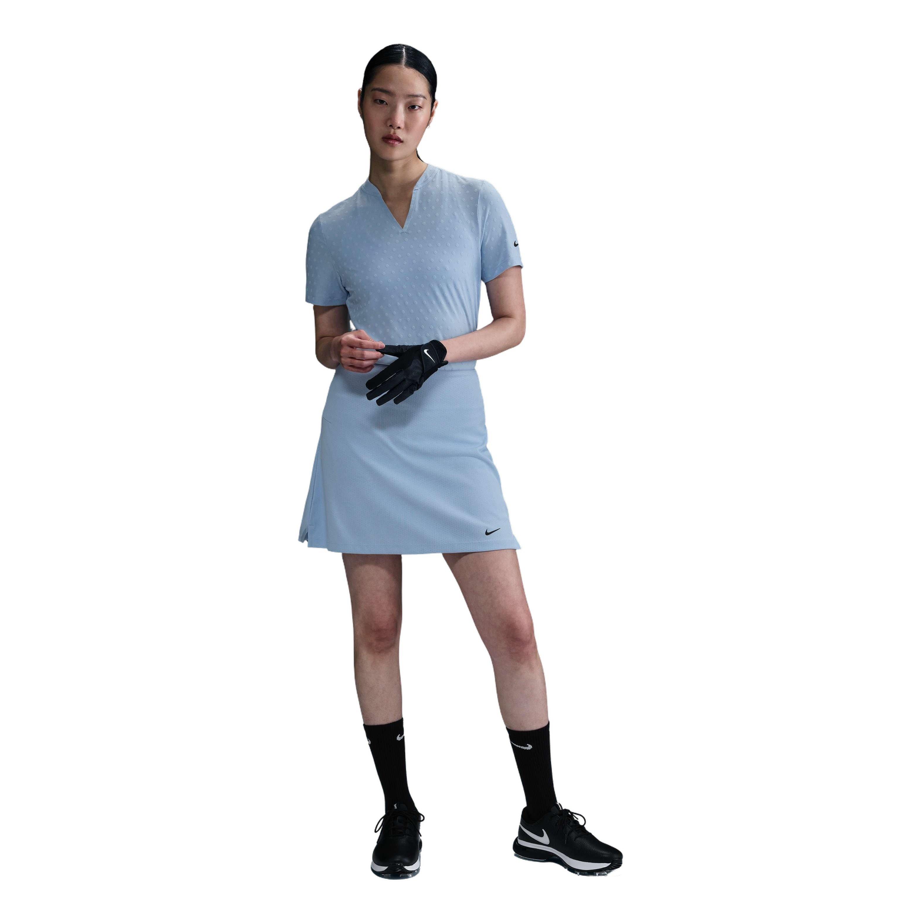 Nike Women's Dri-FIT Tour Short-Sleeve Blade Jacquard AOJ Golf Polo -Blue - BLUE Thumbnail View 4