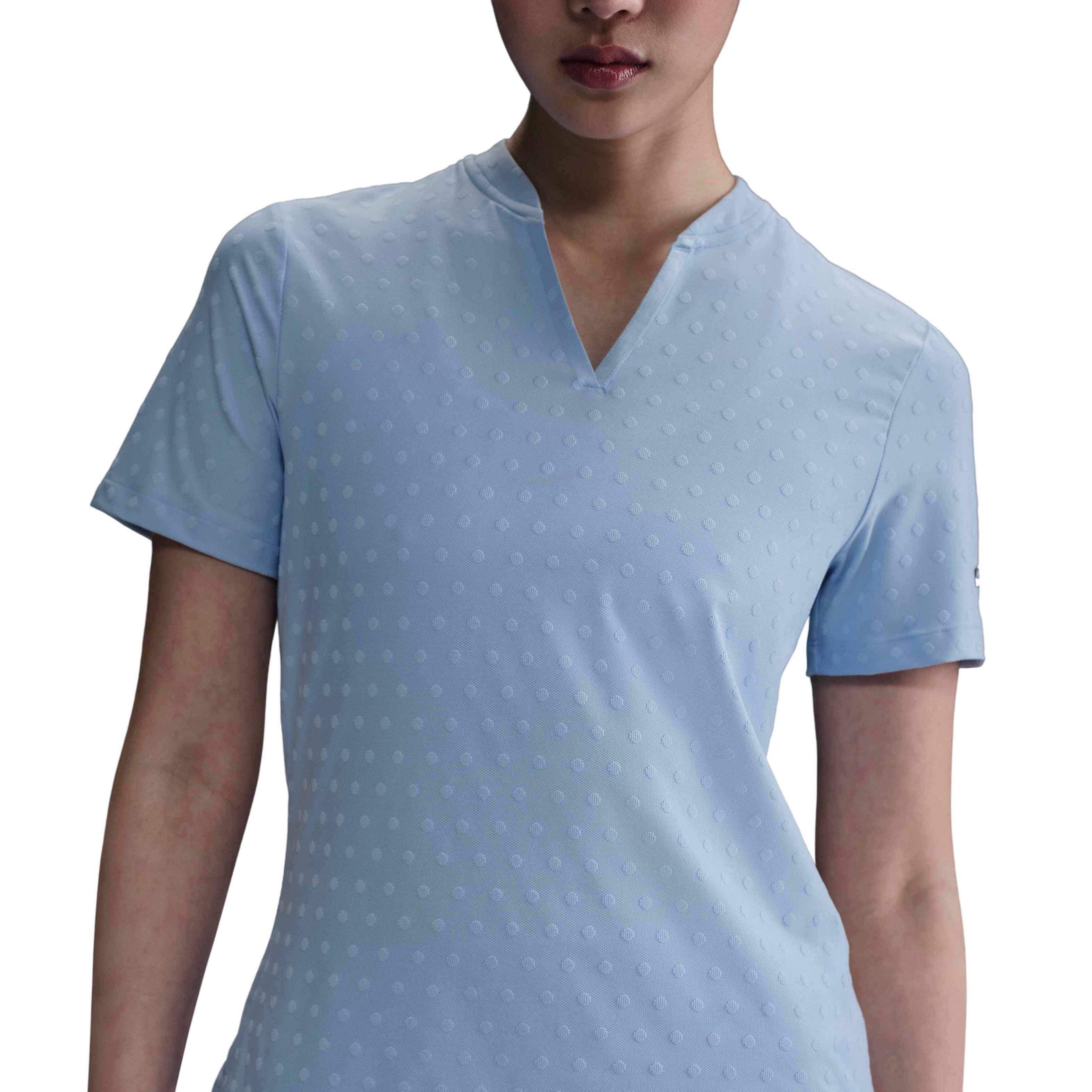 Nike Women's Dri-FIT Tour Short-Sleeve Blade Jacquard AOJ Golf Polo -Blue - BLUE Thumbnail View 6