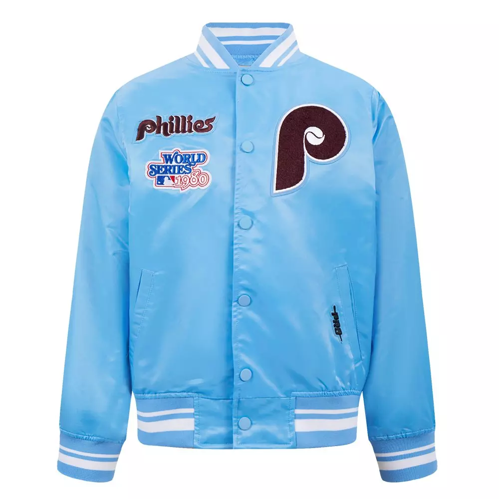 Pro Standard Big Boys' MLB Philadelphia Phillies Retro Classic Rib Satin Jacket - Blue - BLUE