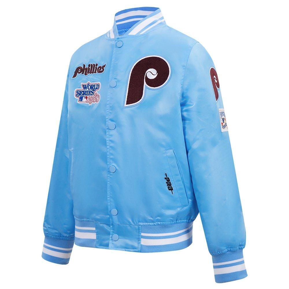 Pro Standard Big Boys' MLB Philadelphia Phillies Retro Classic Rib Satin Jacket - Blue - BLUE Thumbnail View 3