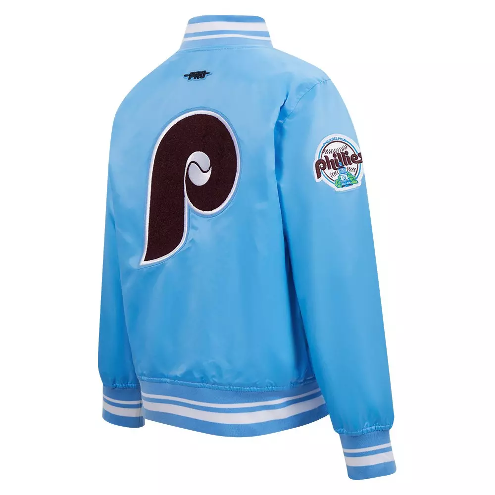 Pro Standard Big Boys' MLB Philadelphia Phillies Retro Classic Rib Satin Jacket -Blue - BLUE