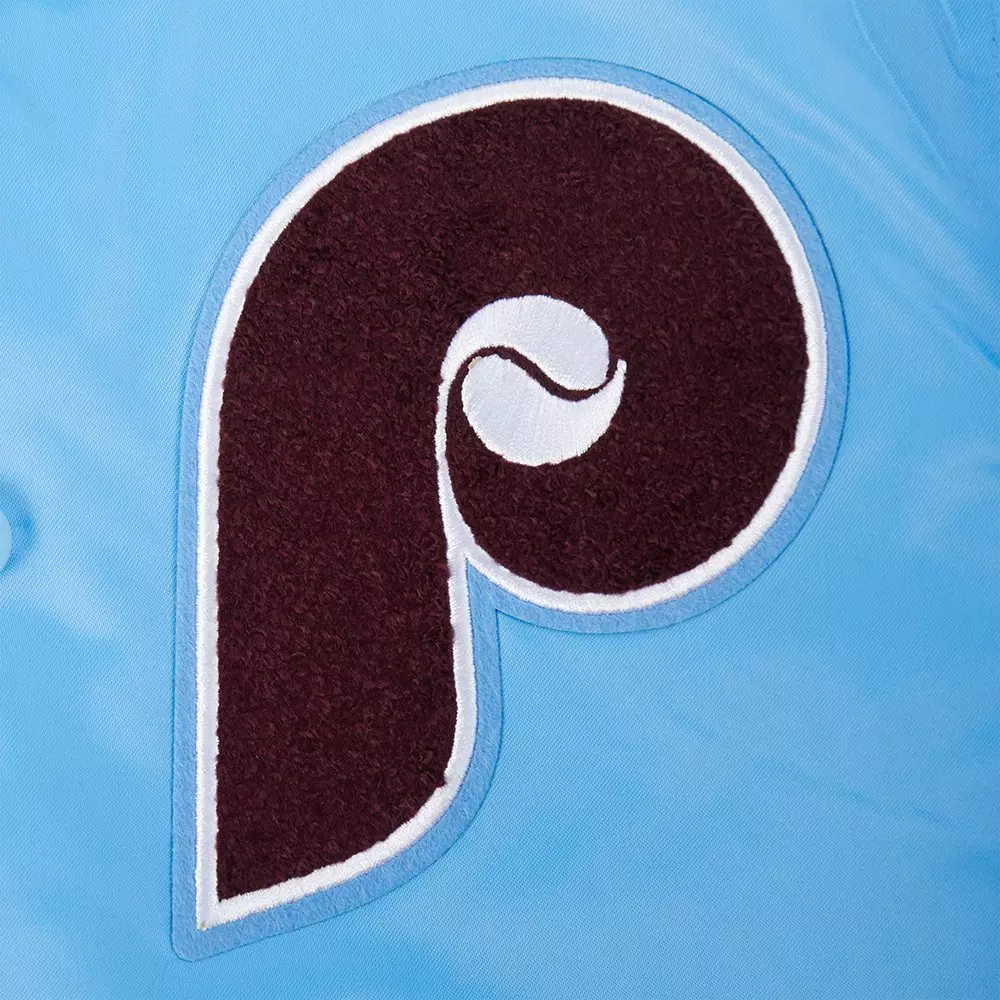 Pro Standard Big Boys' MLB Philadelphia Phillies Retro Classic Rib Satin Jacket -Blue - BLUE