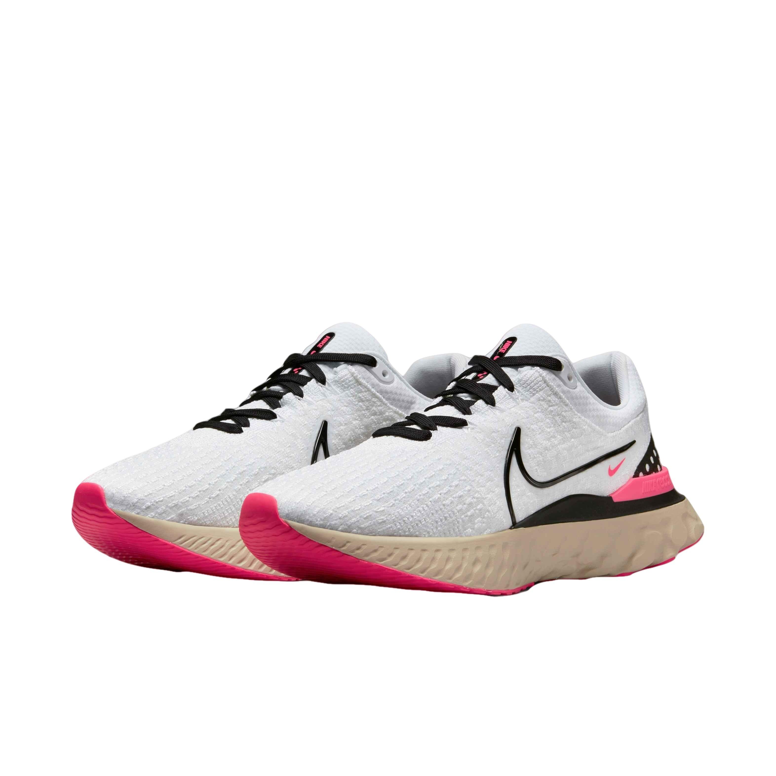Nike React Infinity  3 "White/Black/Pearl White/Hyper Pink" Men's Running Shoe - WHITE/BLACK/WHITE/PINK Thumbnail View 3