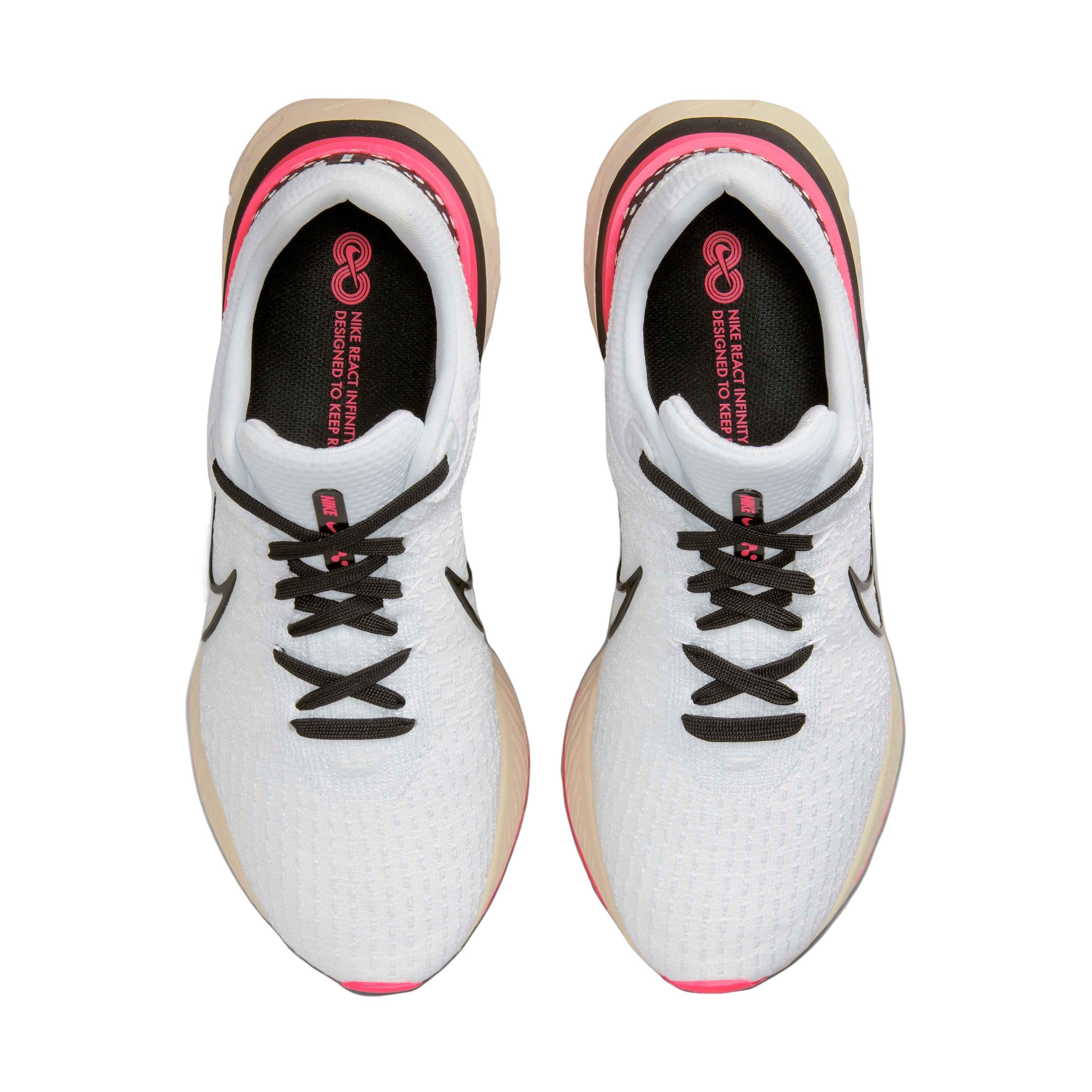 Nike React Infinity  3 "White/Black/Pearl White/Hyper Pink" Men's Running Shoe - WHITE/BLACK/WHITE/PINK Thumbnail View 4