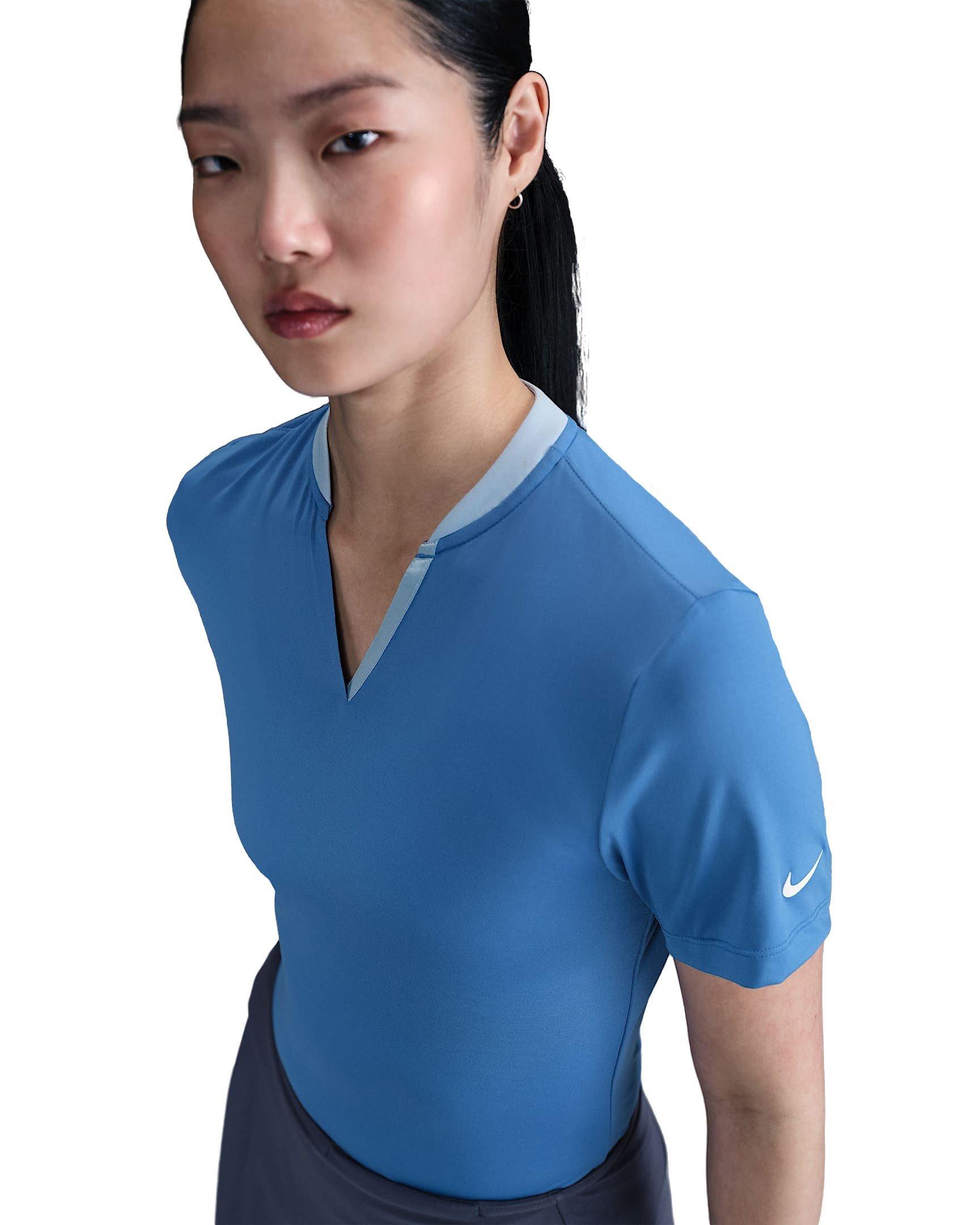 Nike Women's Tour Dri-FIT Short-Sleeve Blade Golf Polo - Blue - BLUE