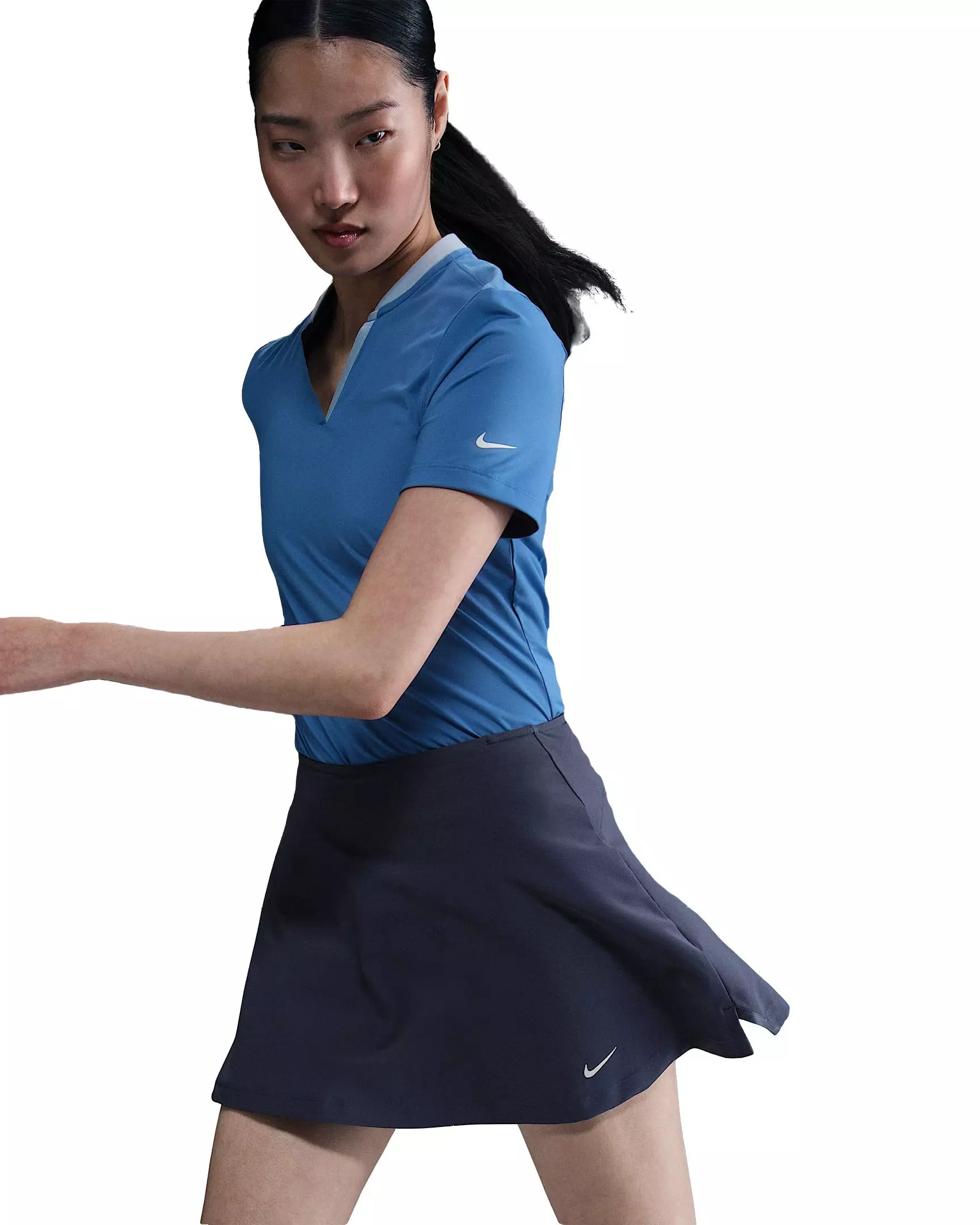 Nike Women's Tour Dri-FIT Short-Sleeve Blade Golf Polo - Blue - BLUE