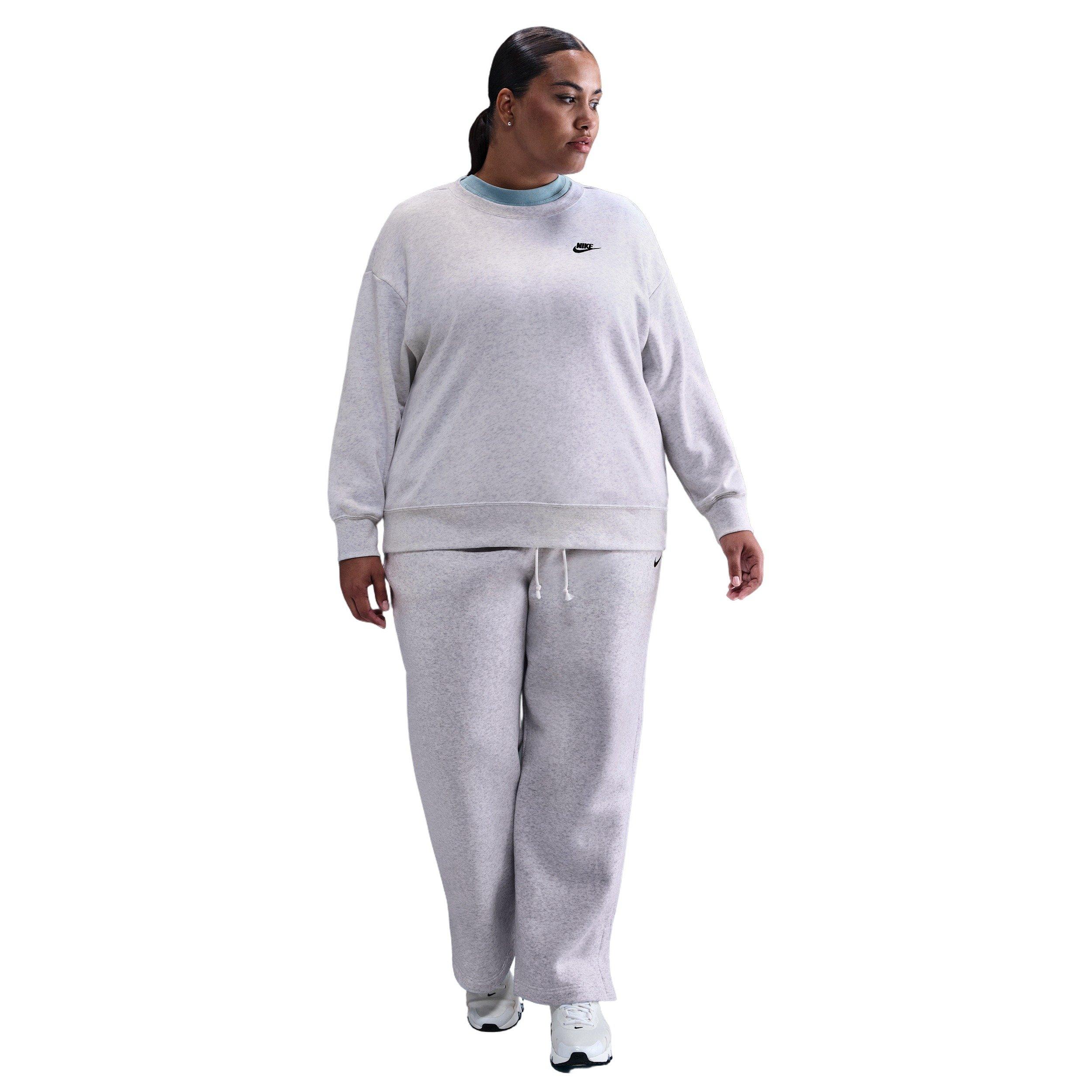 Nike Women's Sportswear Club Fleece Loose-Crew-Neck Sweatshirt -Heather Grey - HEATHER GREY Thumbnail View 4