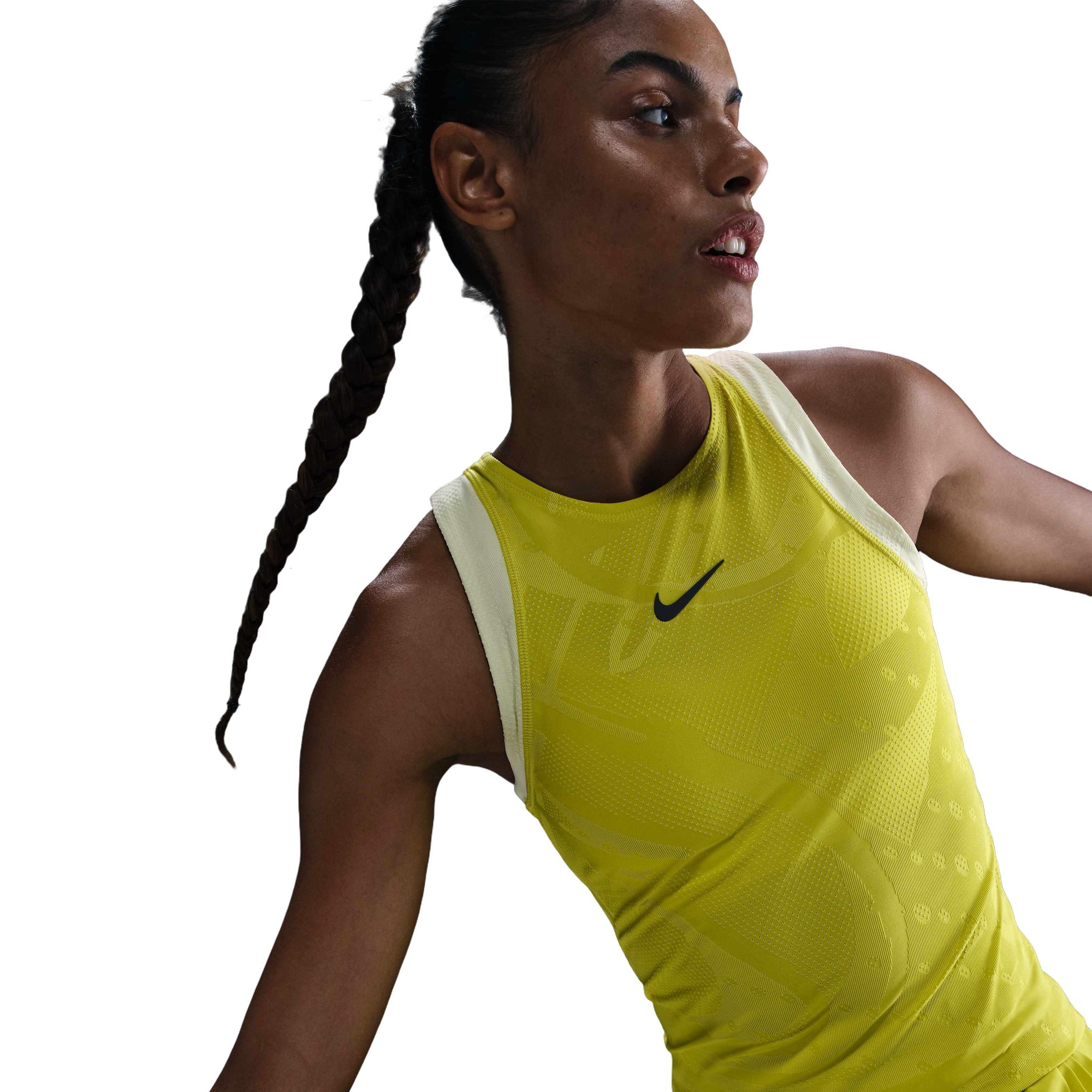 Nike Women's Court Slam Dri-FIT Tennis Tank Top -Volt Green - VOLT GREEN Thumbnail View 3