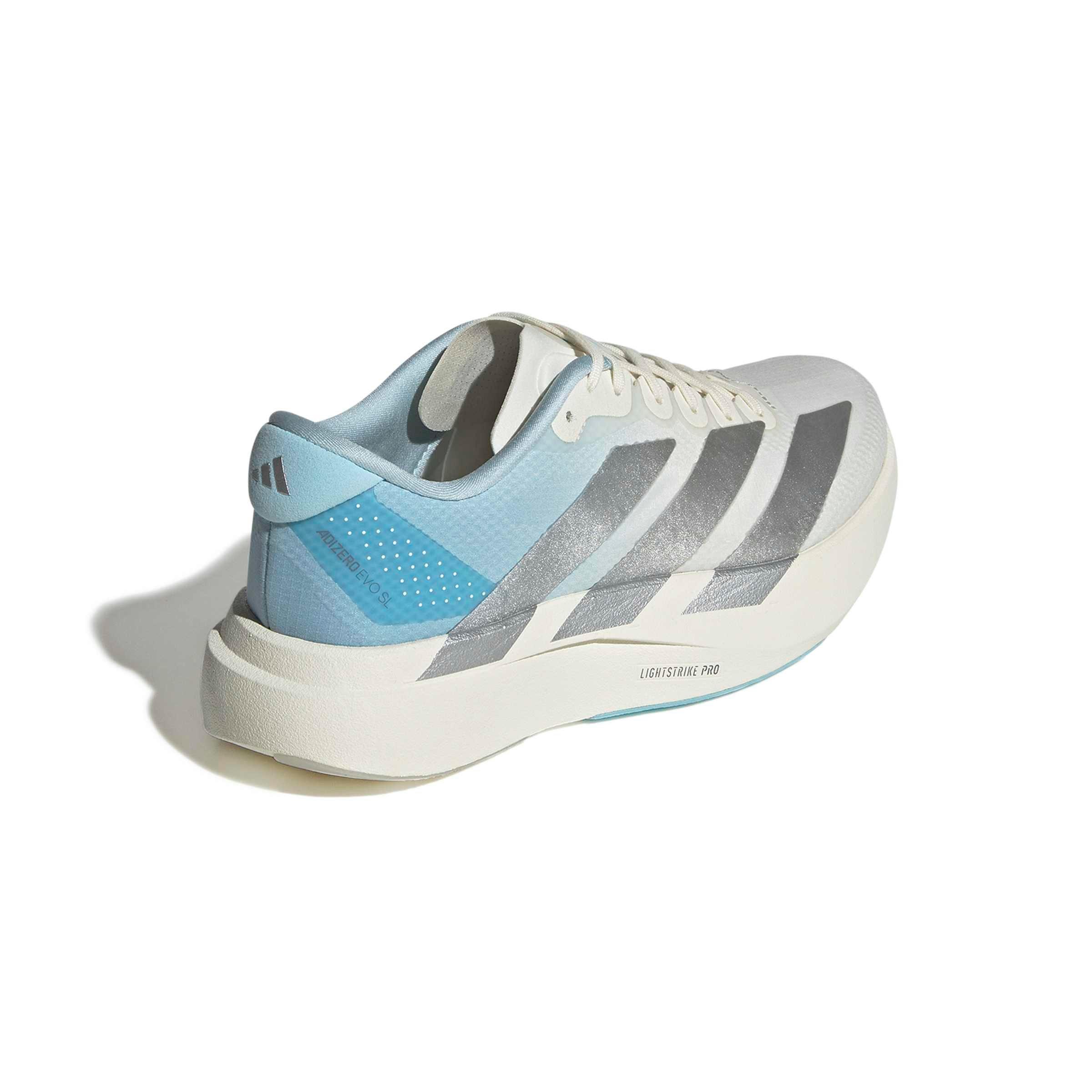 adidas Adizero EVO SL "Off White/Silver Metallic/Icey Blue" Women's Running Shoe - OFF WHITE/SILVER/BLUE