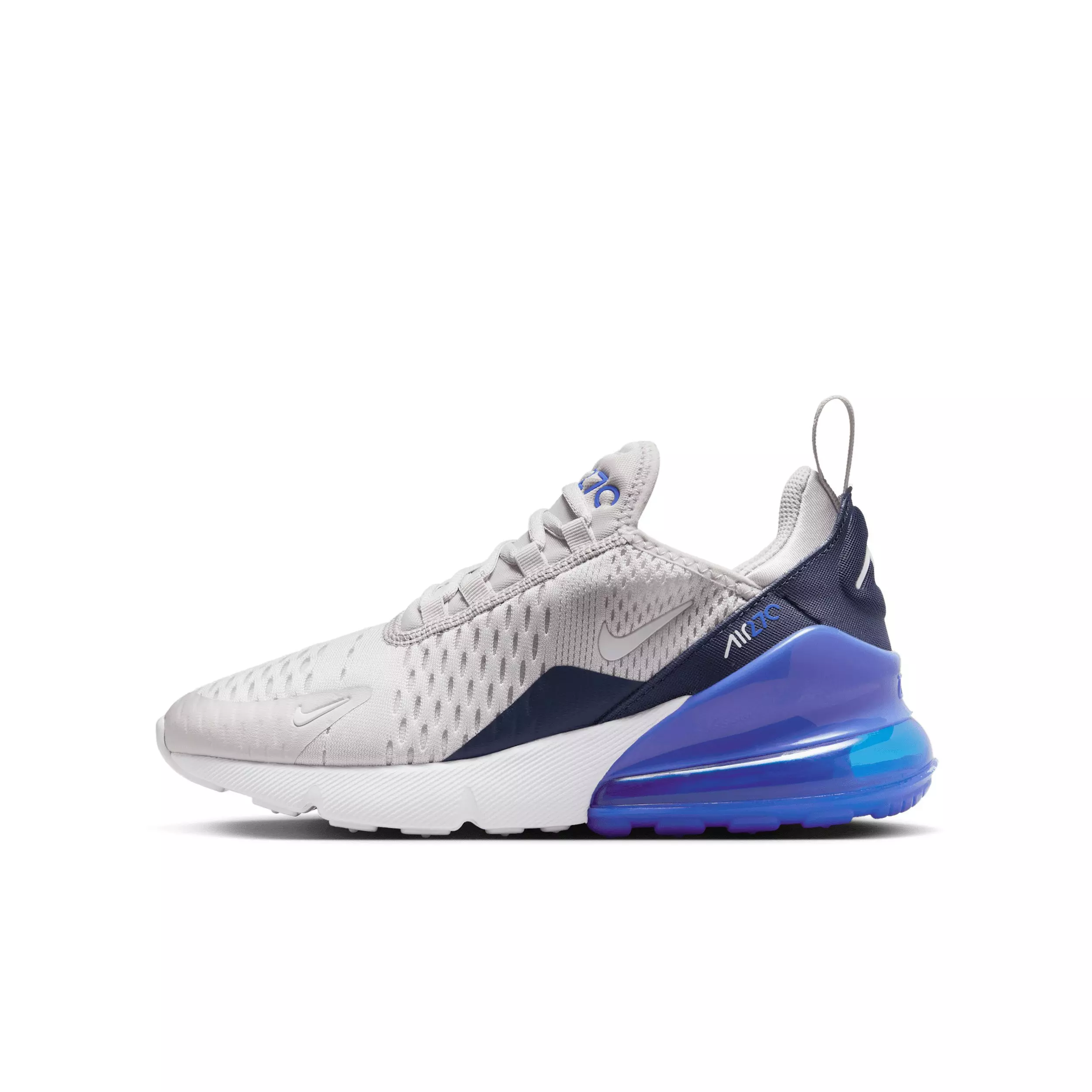 Nike Air Max 270 "Vast Grey/Hyper Royal/Thunder Blue/White" Grade School Boys' Shoe - GREY/ROYAL/BLUE/WHITE