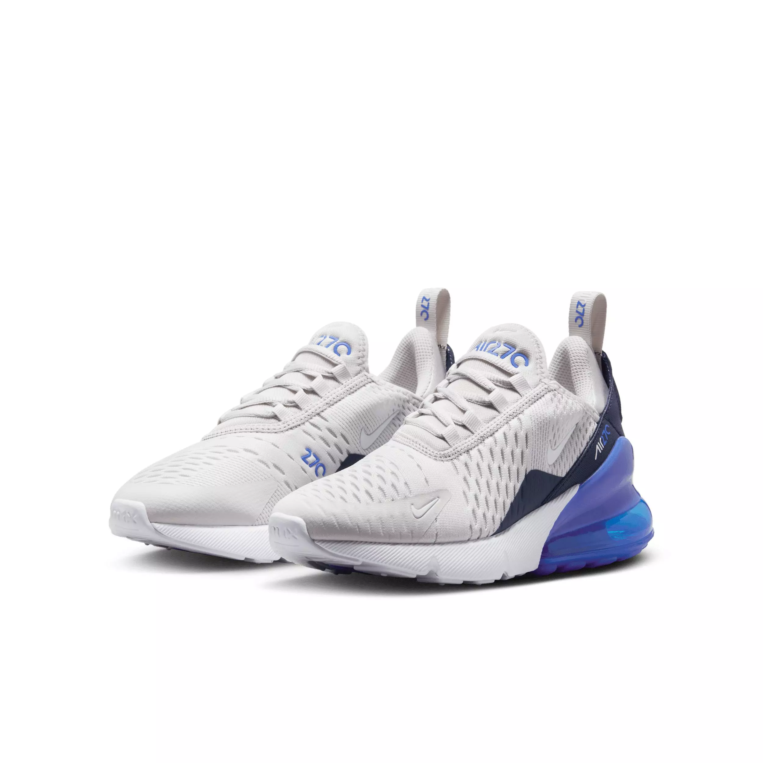 Nike Air Max 270 "Vast Grey/Hyper Royal/Thunder Blue/White" Grade School Boys' Shoe - GREY/ROYAL/BLUE/WHITE