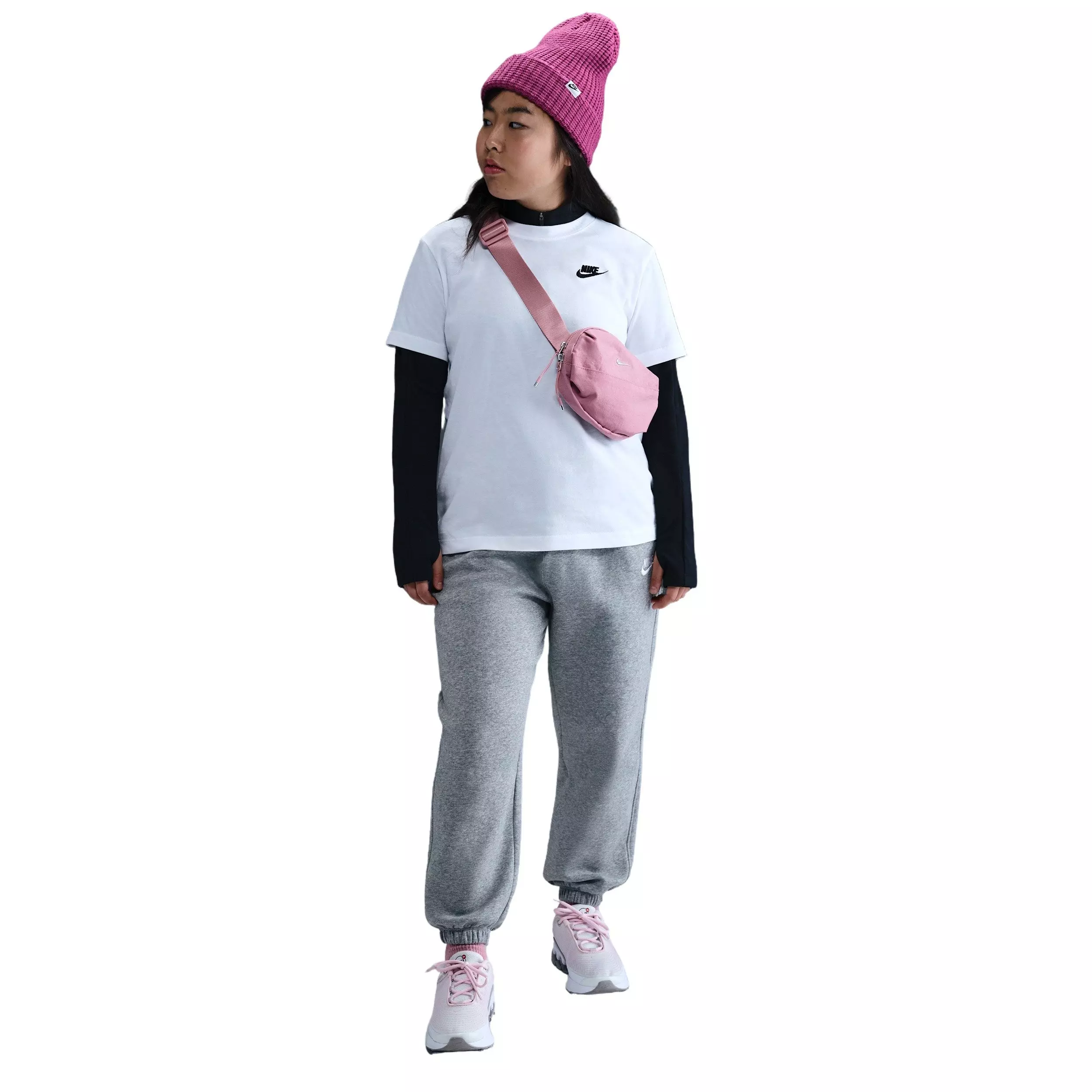 Nike Big Girls' Sportswear Club Fleece Loose Pants -Grey - GREY