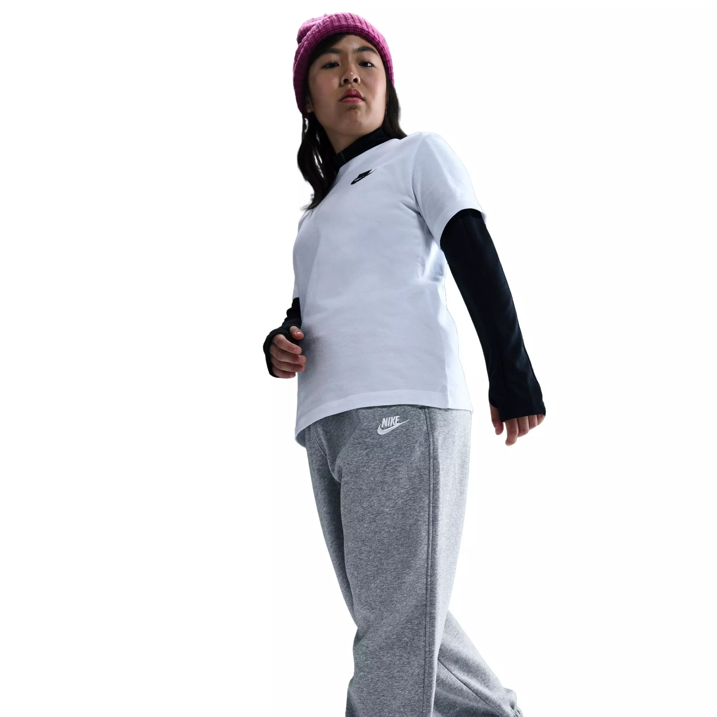 Nike Big Girls' Sportswear Club Fleece Loose Pants -Grey - GREY