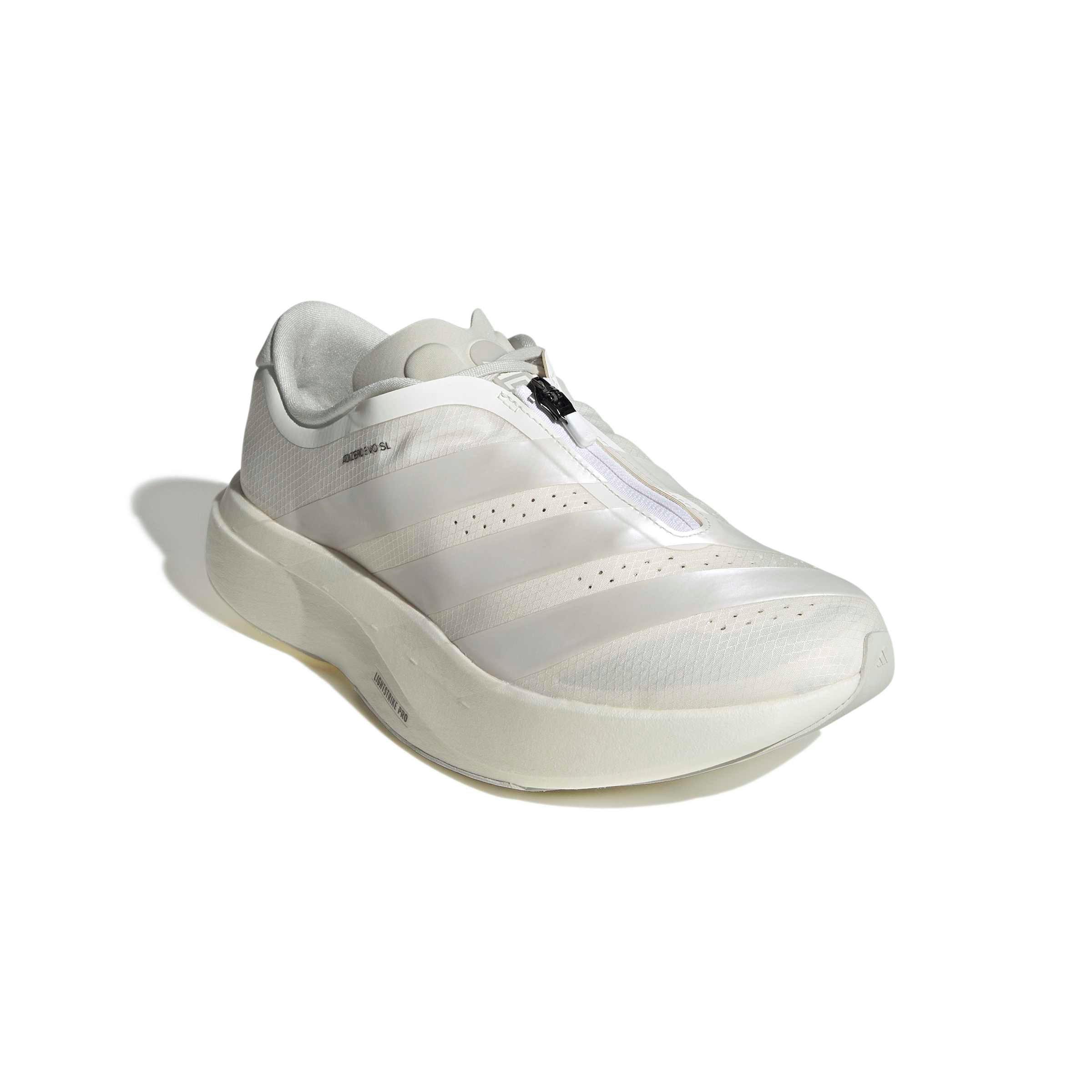 adidas Adizero EVO SL ZIP "Core White/Zero Metallic/Orbit Grey" Women's Running Shoe - WHITE/ZERO/GREY