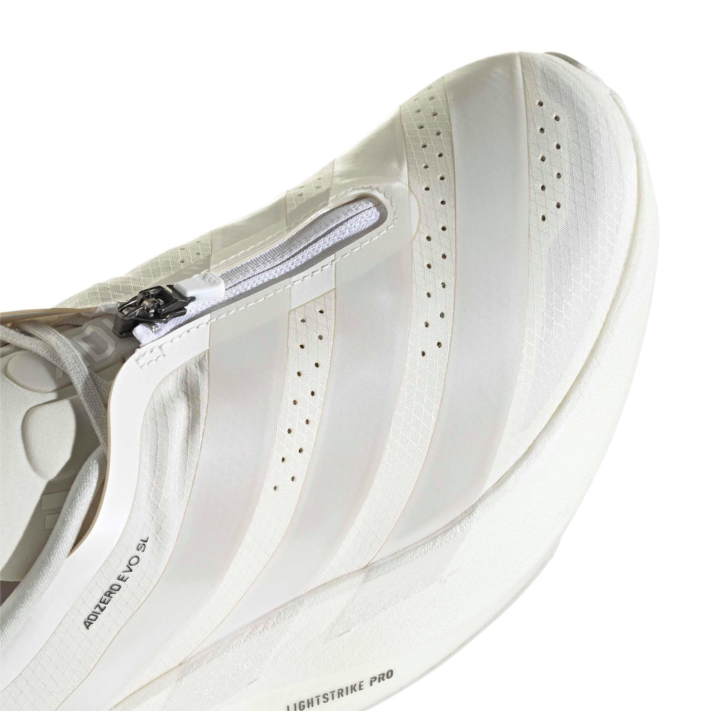 adidas Adizero EVO SL ZIP "Core White/Zero Metallic/Orbit Grey" Women's Running Shoe - WHITE/ZERO/GREY