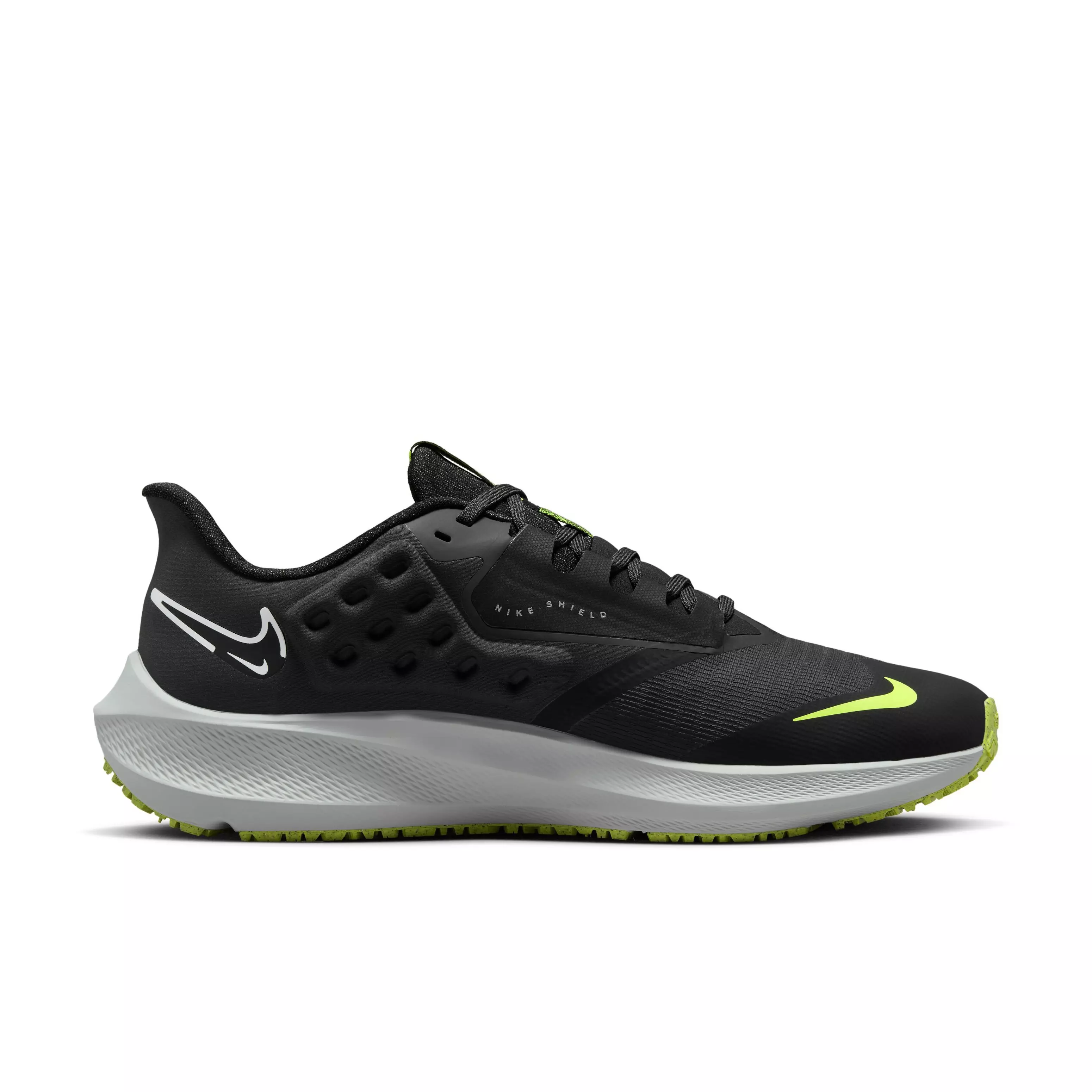 Nike  Pegasus 39 Shield "Black/Dark Smoke Grey/Volt/White" Men's Weatherized Road Running Shoe - BLACK