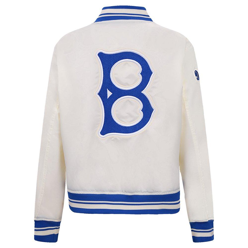 Pro Standard Women's MLB Brooklyn Dodgers Retro Classic Rib Satin Jacket - OFF-WHITE/BLUE Thumbnail View 2