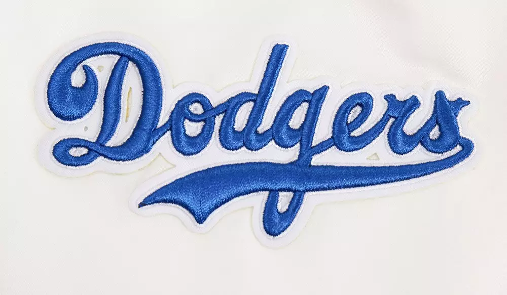 Pro Standard Women's MLB Brooklyn Dodgers Retro Classic Rib Satin Jacket - OFF-WHITE/BLUE