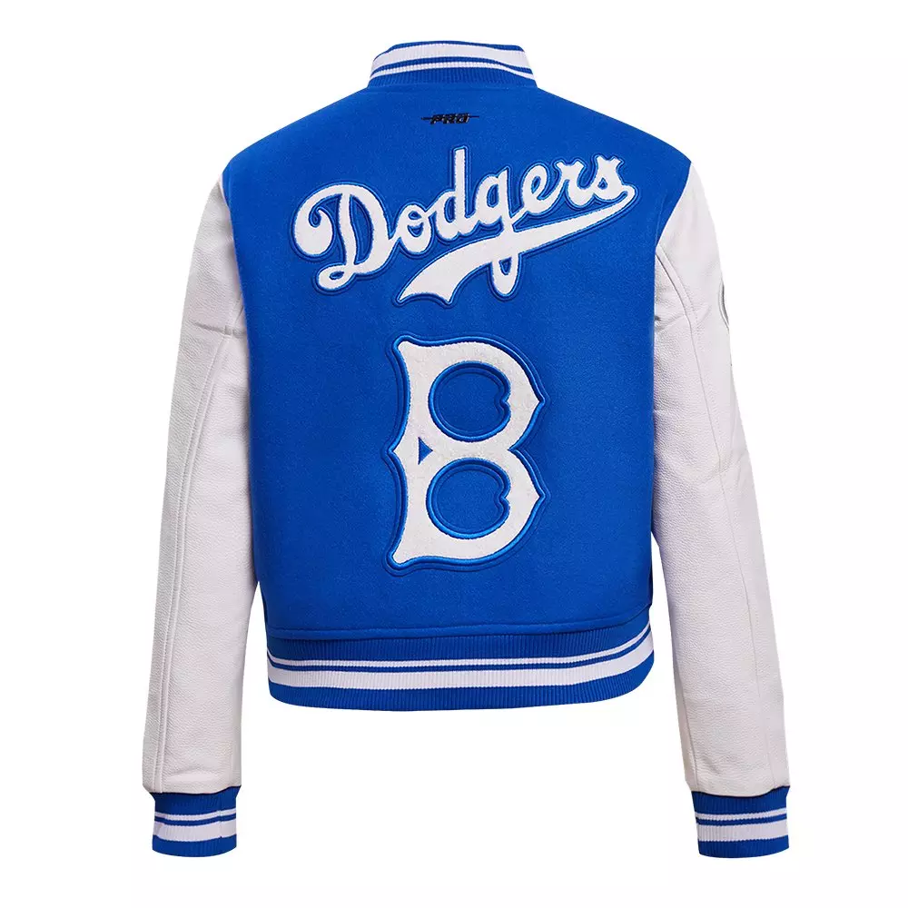 Pro Standard Women's MLB Brooklyn Dodgers Retro Classic Rib Wool Varsity Jacket - BLUE/WHITE